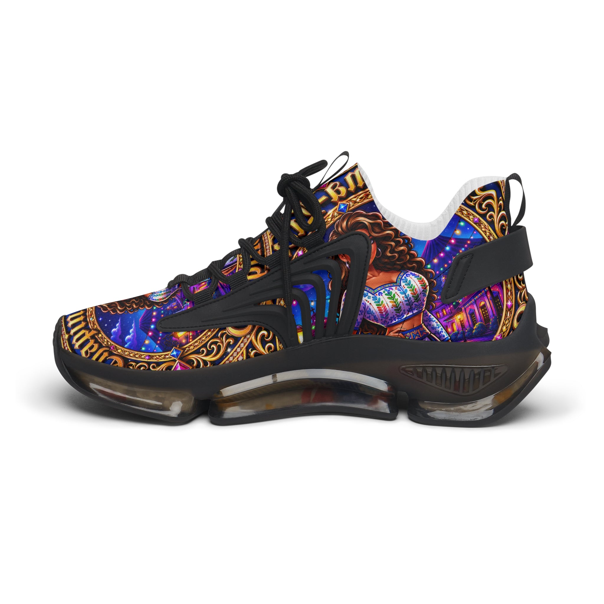 Women's Mesh Sneakers —"Chapina-Licious "Vibrant Saint-inspired Graphic Athletic Shoes