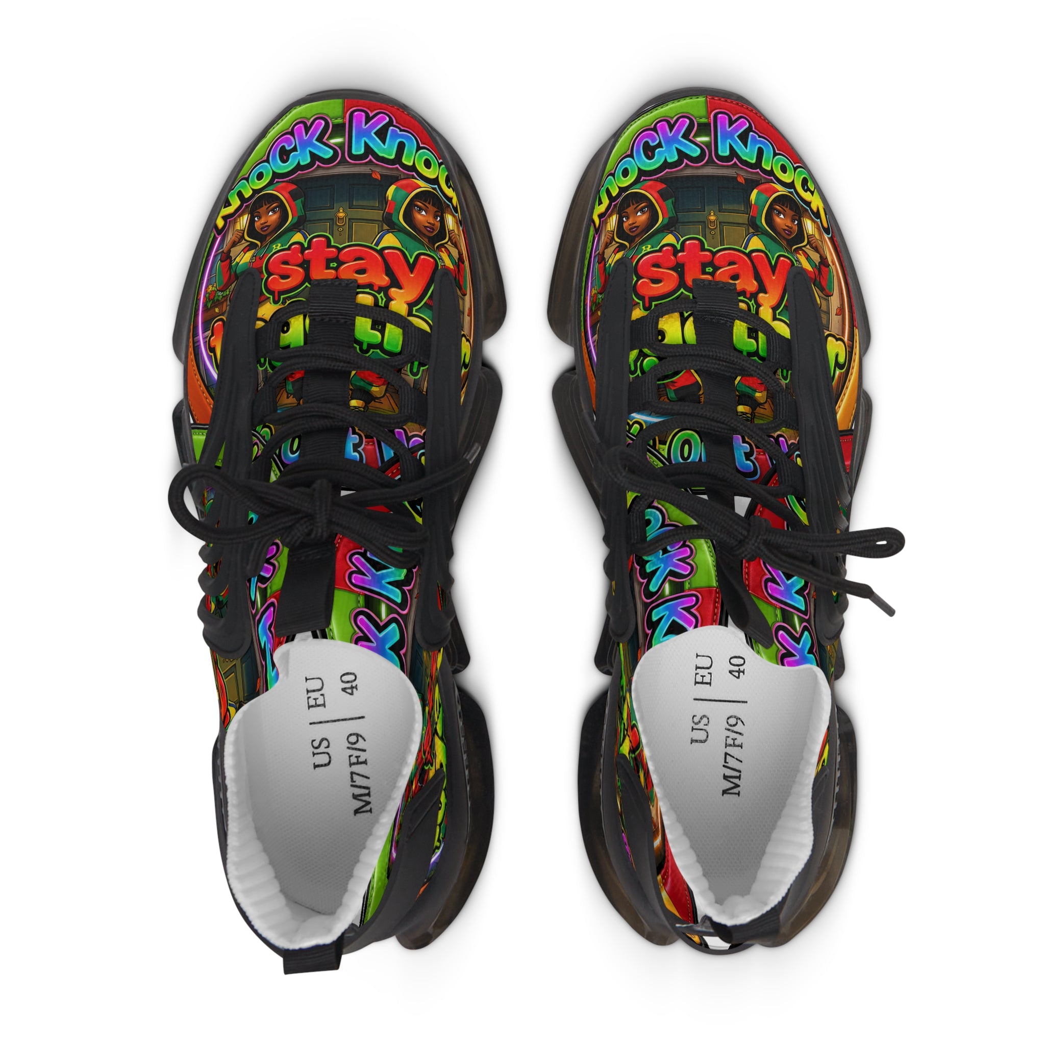 Women's Mesh Sneakers — Colorful Retro 'Stay Together' Graphic Athletic Shoes