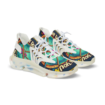 Men's Mesh Sneakers —" Can You Archery "Retro Cosmic Graphic Athletic Shoes
