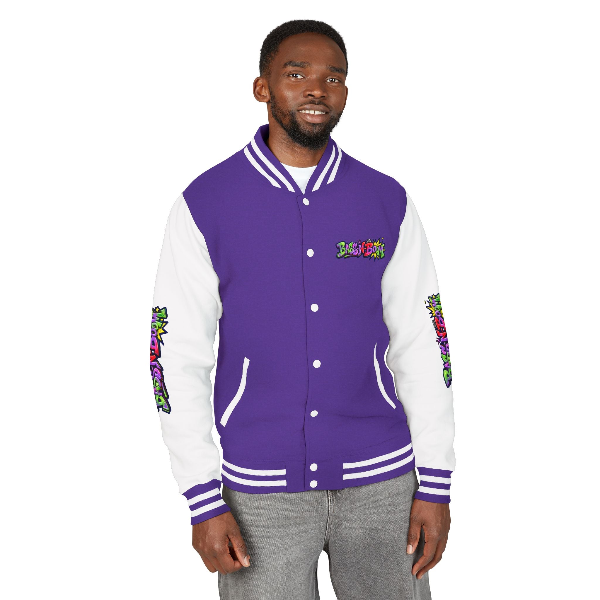 Letterman Jacket — 'Bass N Boom' Graffiti Bomber