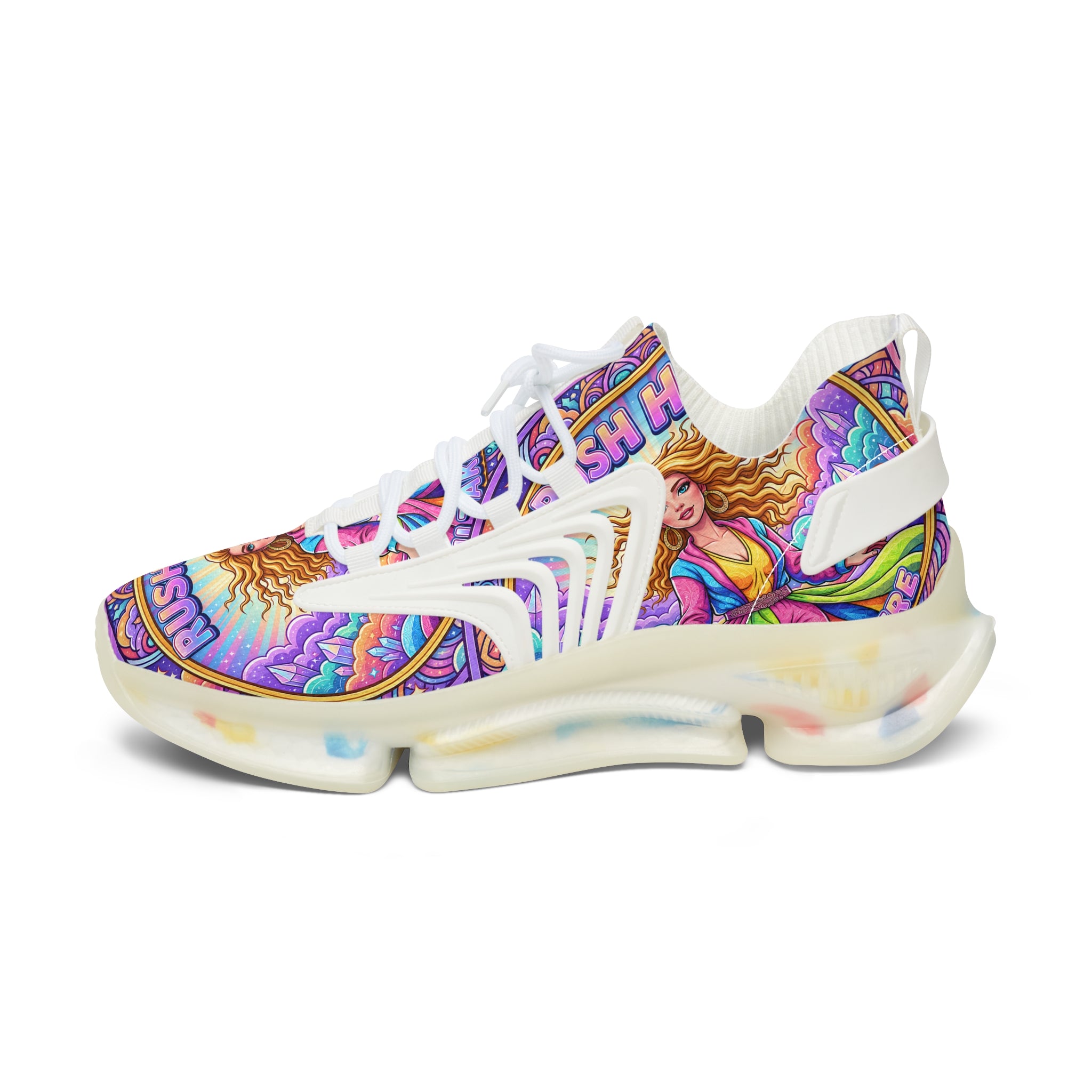 Women's Mesh Sneakers — Colorful Goddess Graphic Athletic Shoes