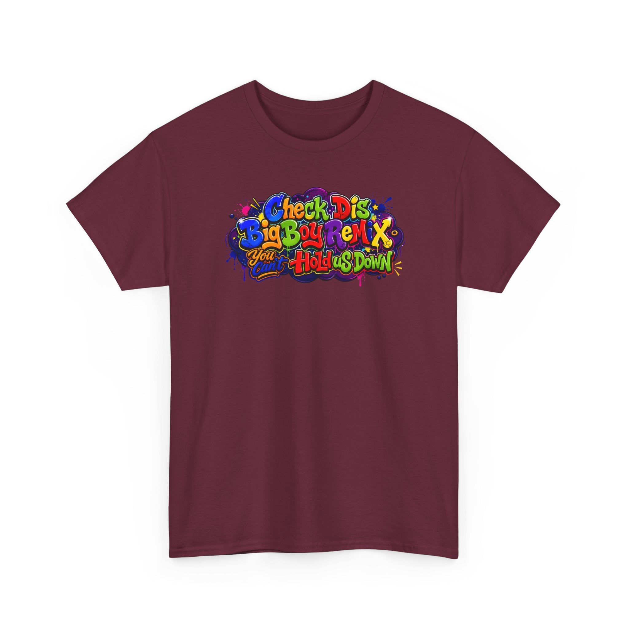 Graphic Tee — Colorful 'Check Dis Big Boy Remix' Retro Street Art T-Shirt