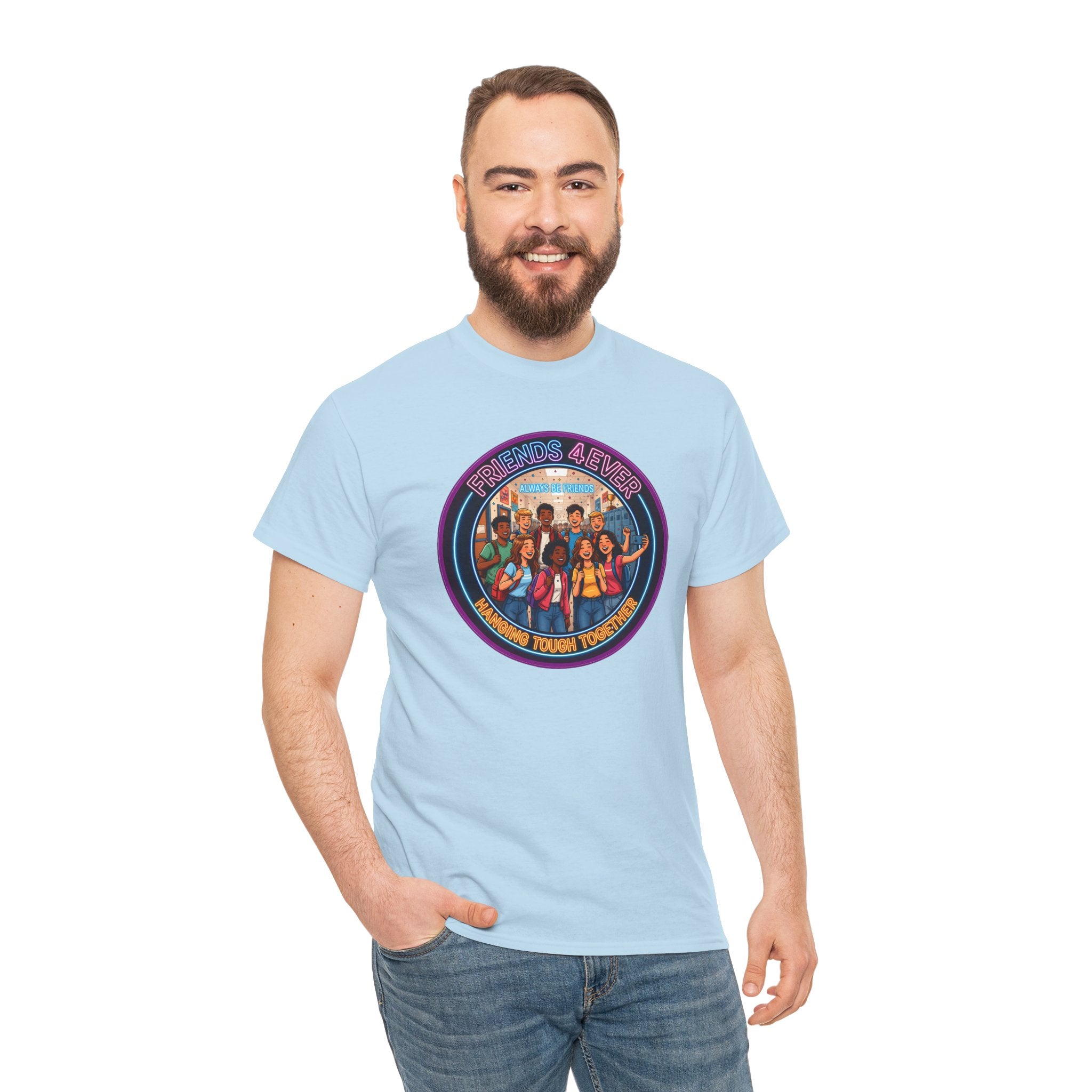 Graphic Tee — Retro Group Illustration "Friends Forever"