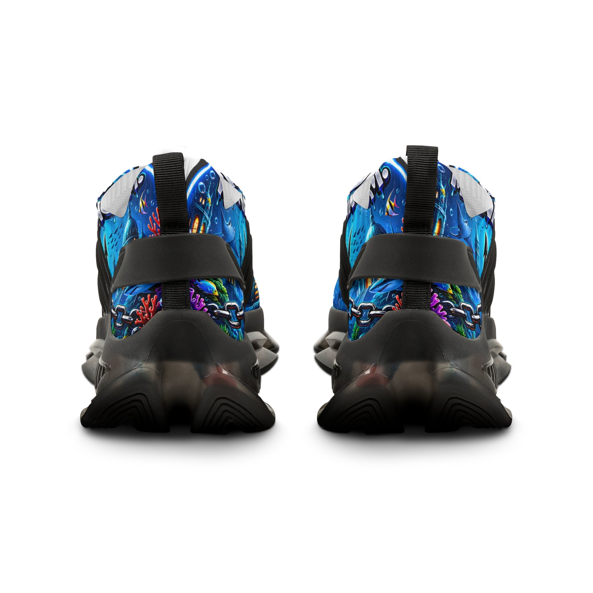 Men's Mesh Sneakers —"Beware Of The Marine Warrior"Ocean Trident Streetwear Running Shoes