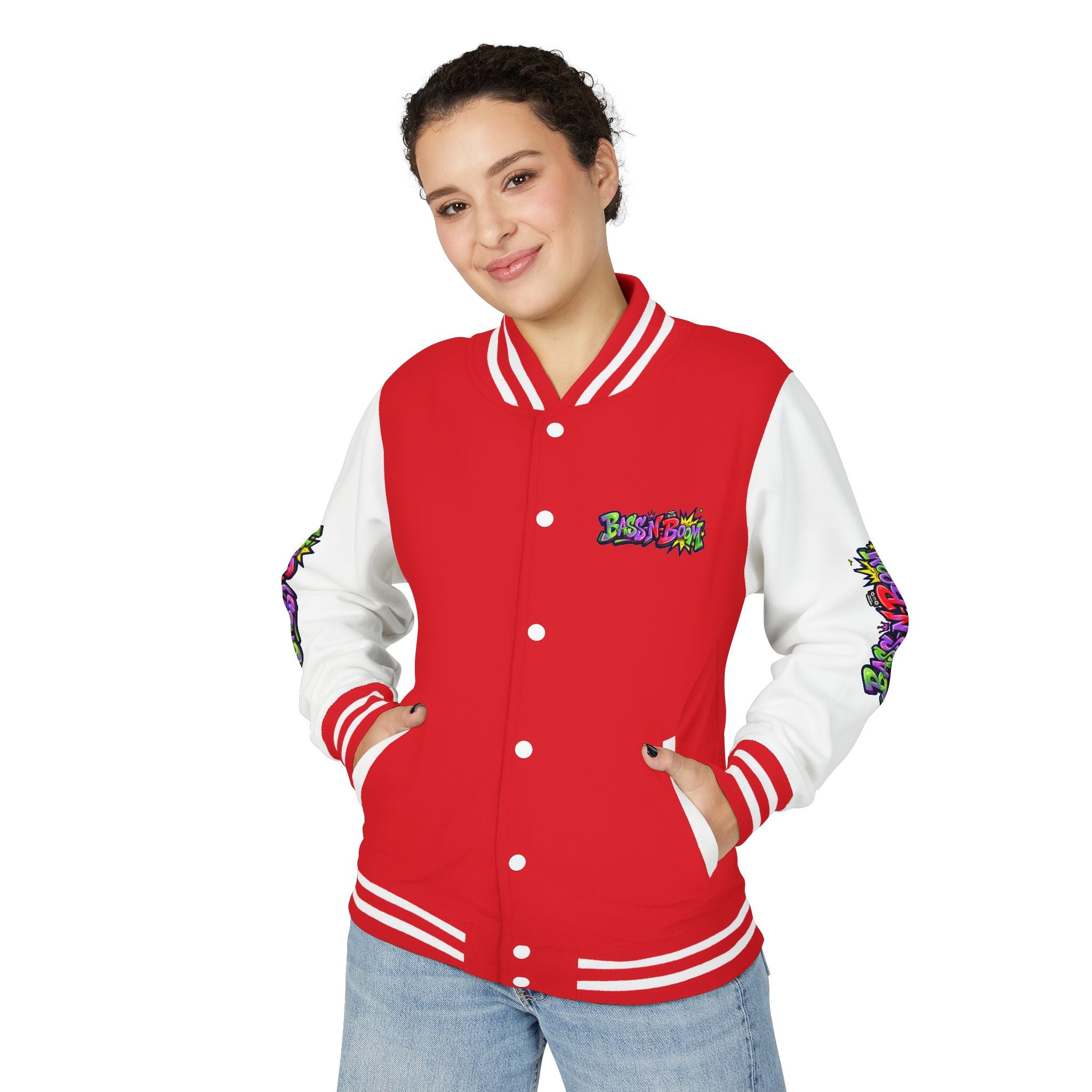 Letterman Jacket — 'Bass N Boom' Graffiti Bomber