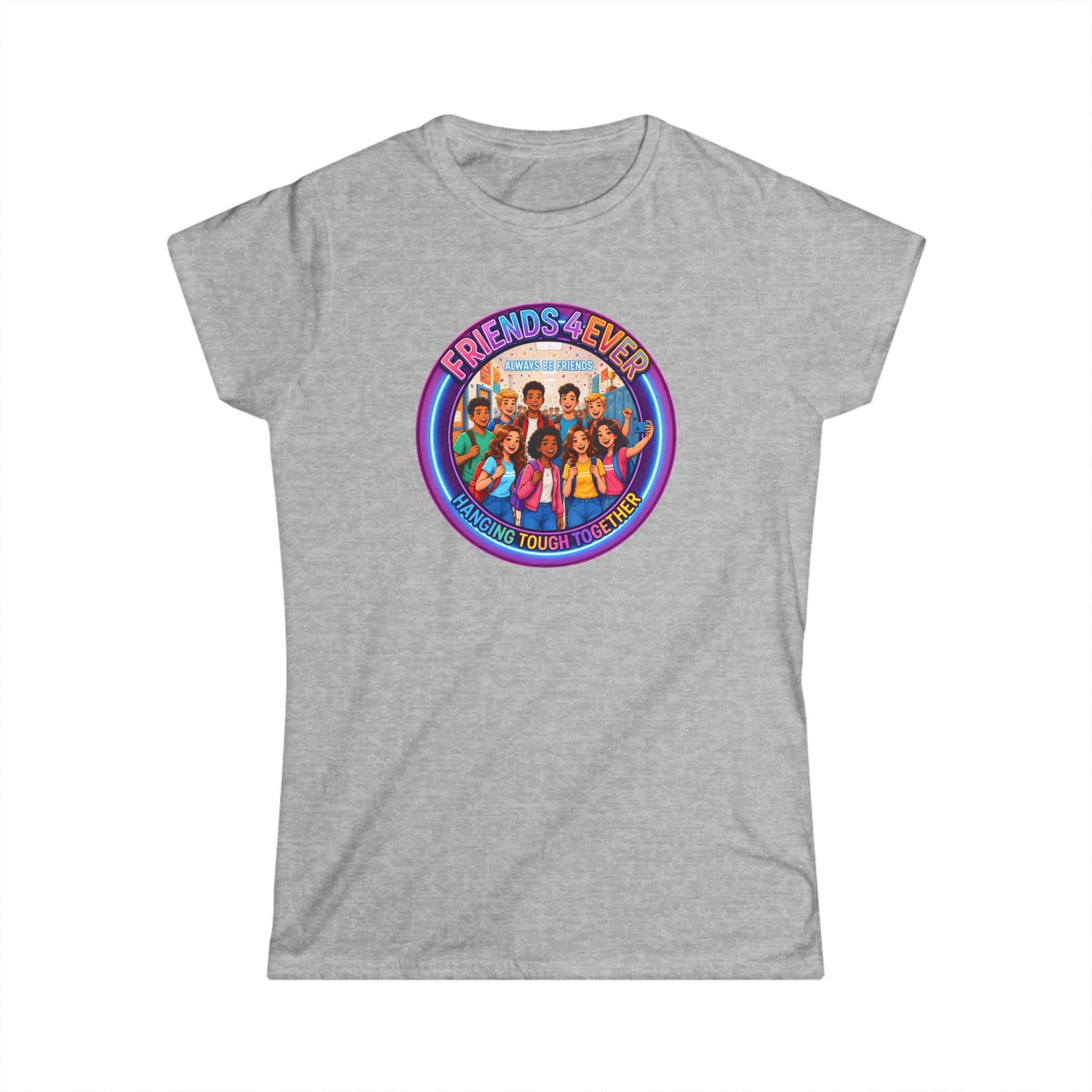"Friends 4Ever" Graphic Tee — Retro Diverse Girl Squad Shirt