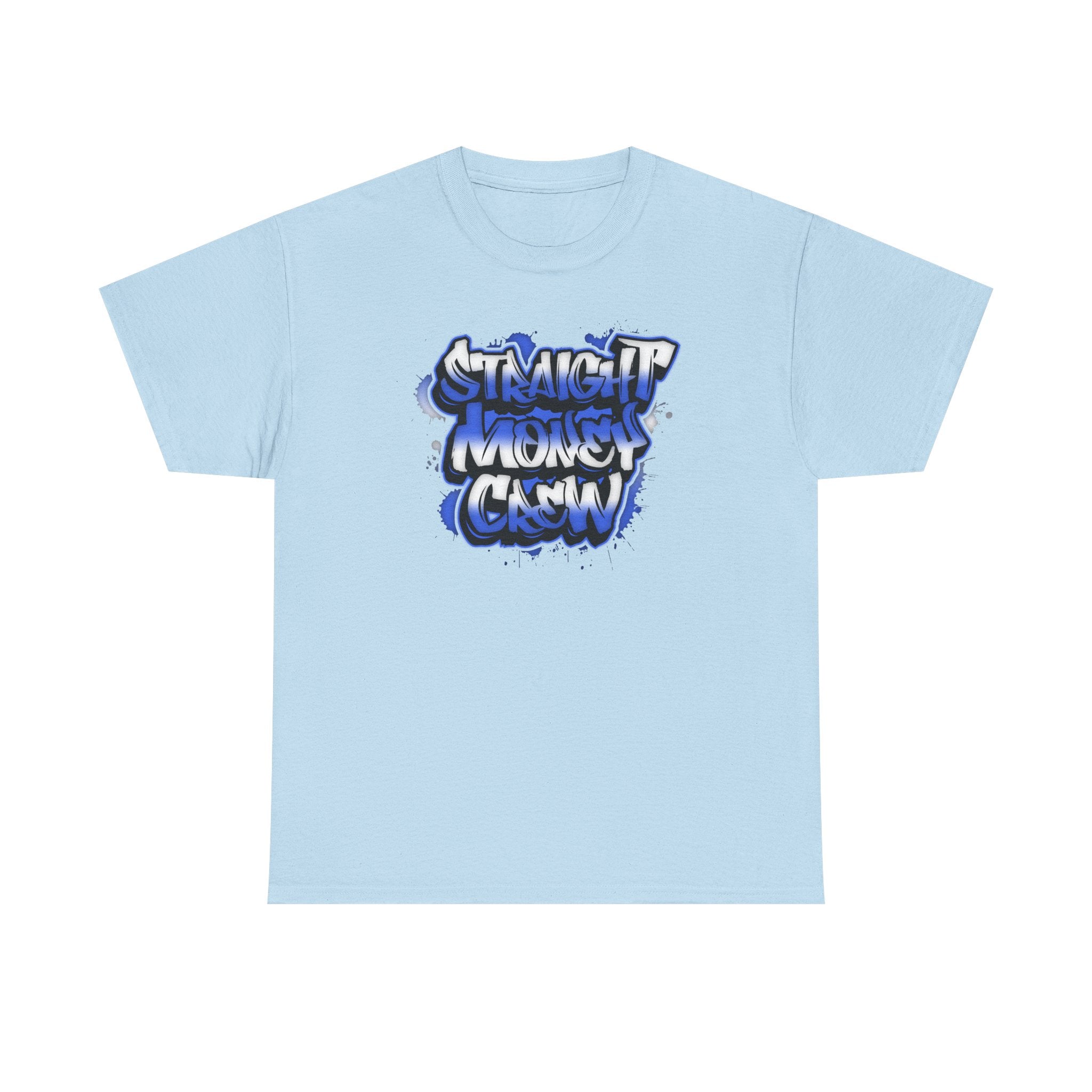 T-Shirt — "Stackin' Money Crew" Blue Graffiti Graphic Tee