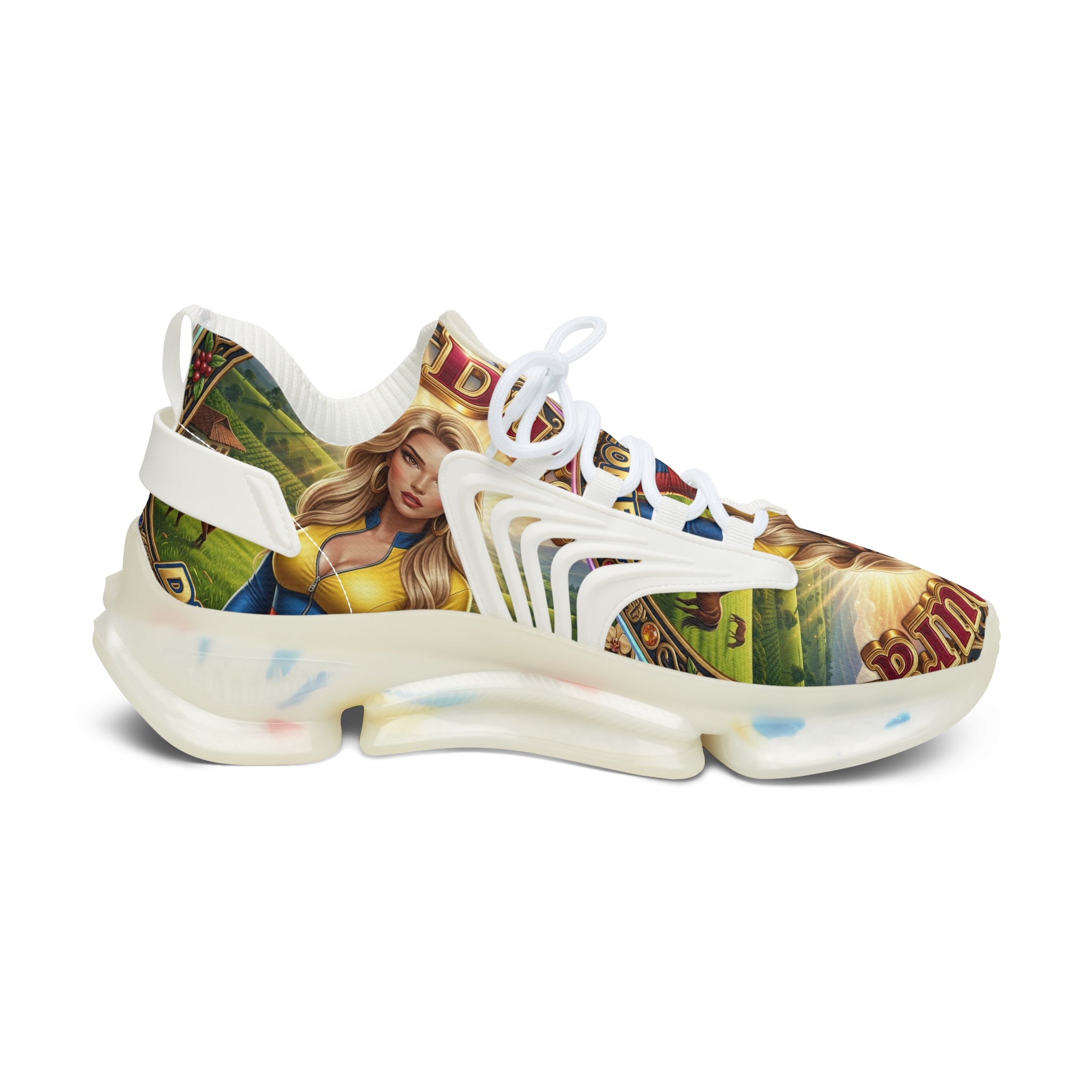 Women's Mesh Sneakers —"La Dura De Colombia " Vintage Country Girl Graphic Athletic Shoes