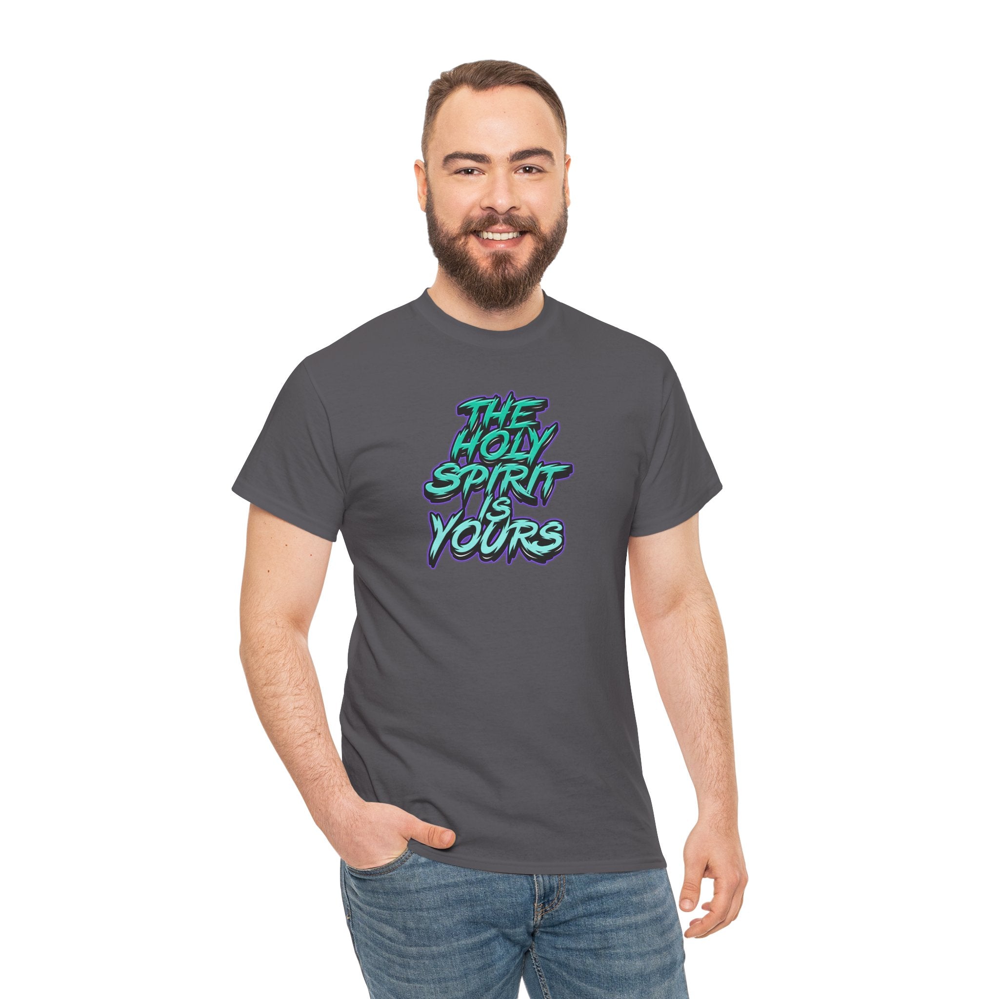 T-Shirt — "The Holy Spirit Yours" Retro Script Faith Tee