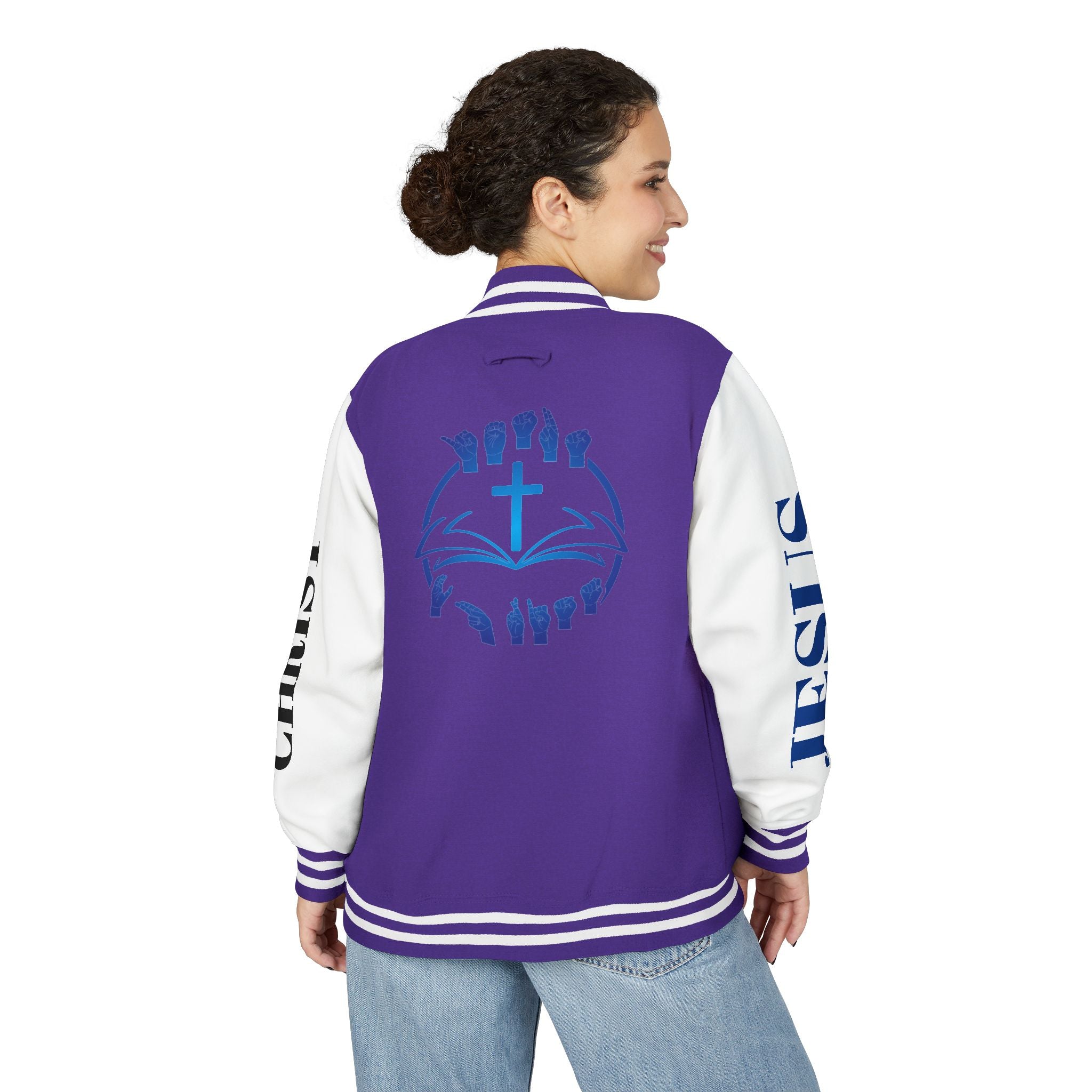 Christian Cross Letterman Jacket — Faith Crewneck Varsity Jacket