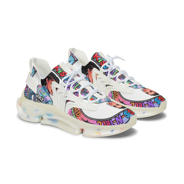 Women’s Mesh Sneakers — " I Don't kiss-N Tell"Colorful Retro Pop Art Design