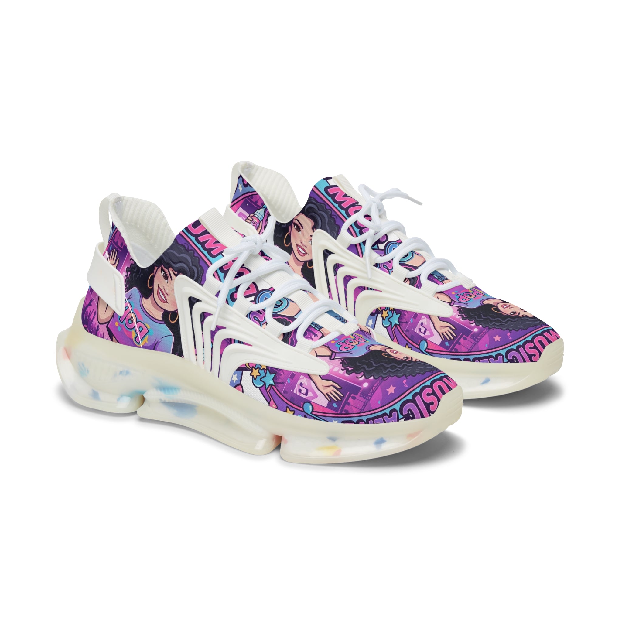 Women’s Mesh Sneakers — "Keep Pop Music Alive" Colorful Pop  Graphic Athletic Shoes