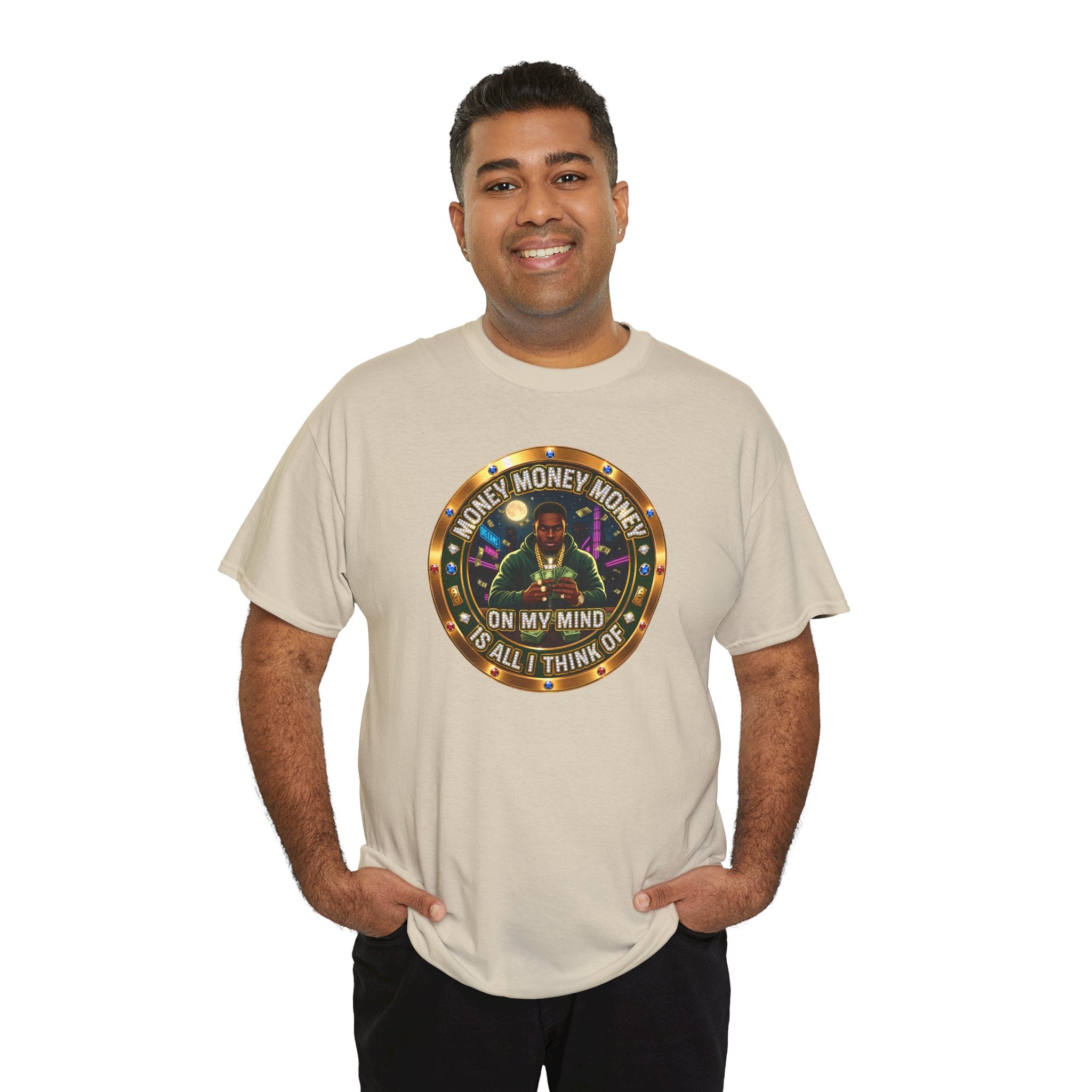 "Money On My Mind" Graphic Tee — Retro Casino Coin Design