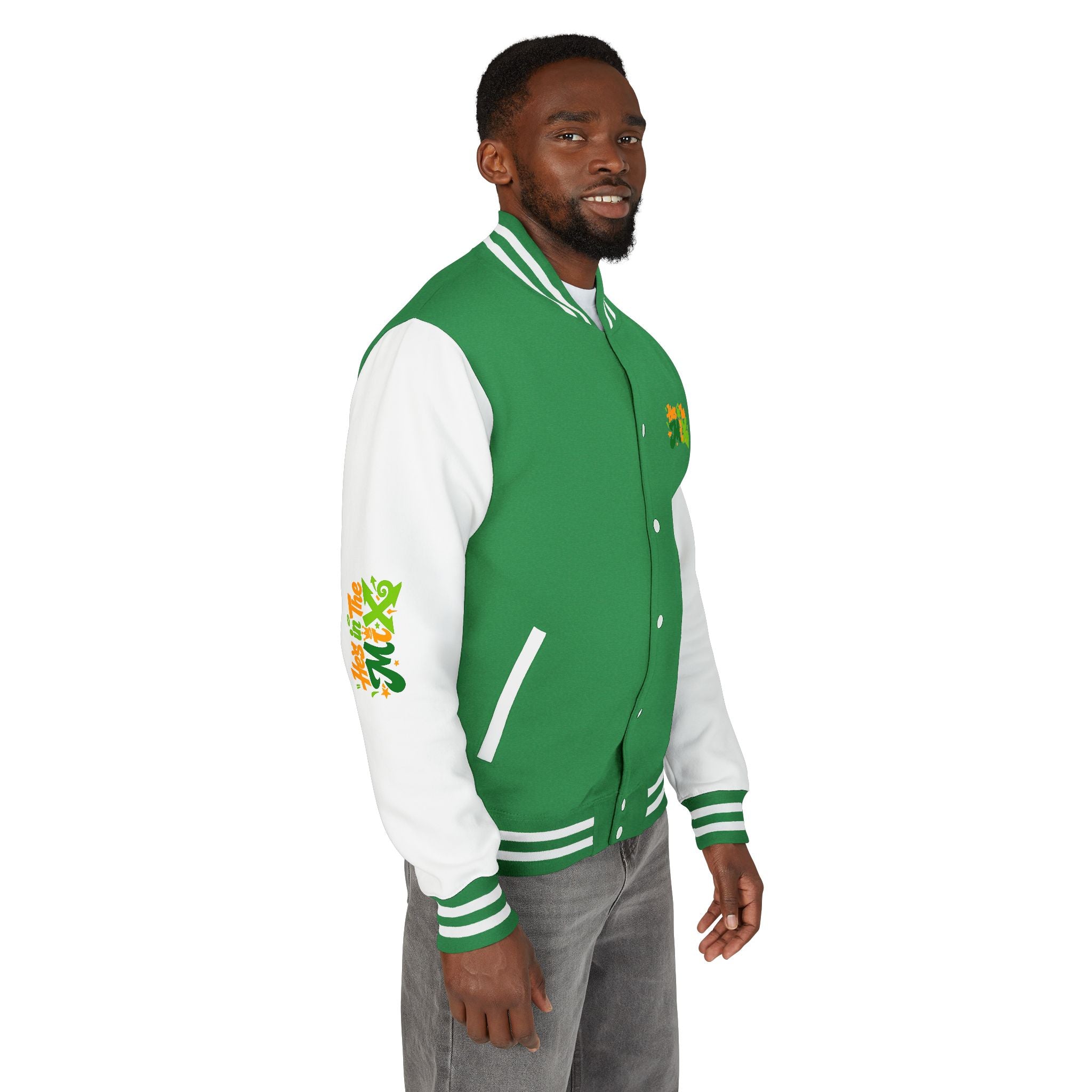 Letterman Jacket - "He's in the Mix" Retro Graffiti Varsity Jacket