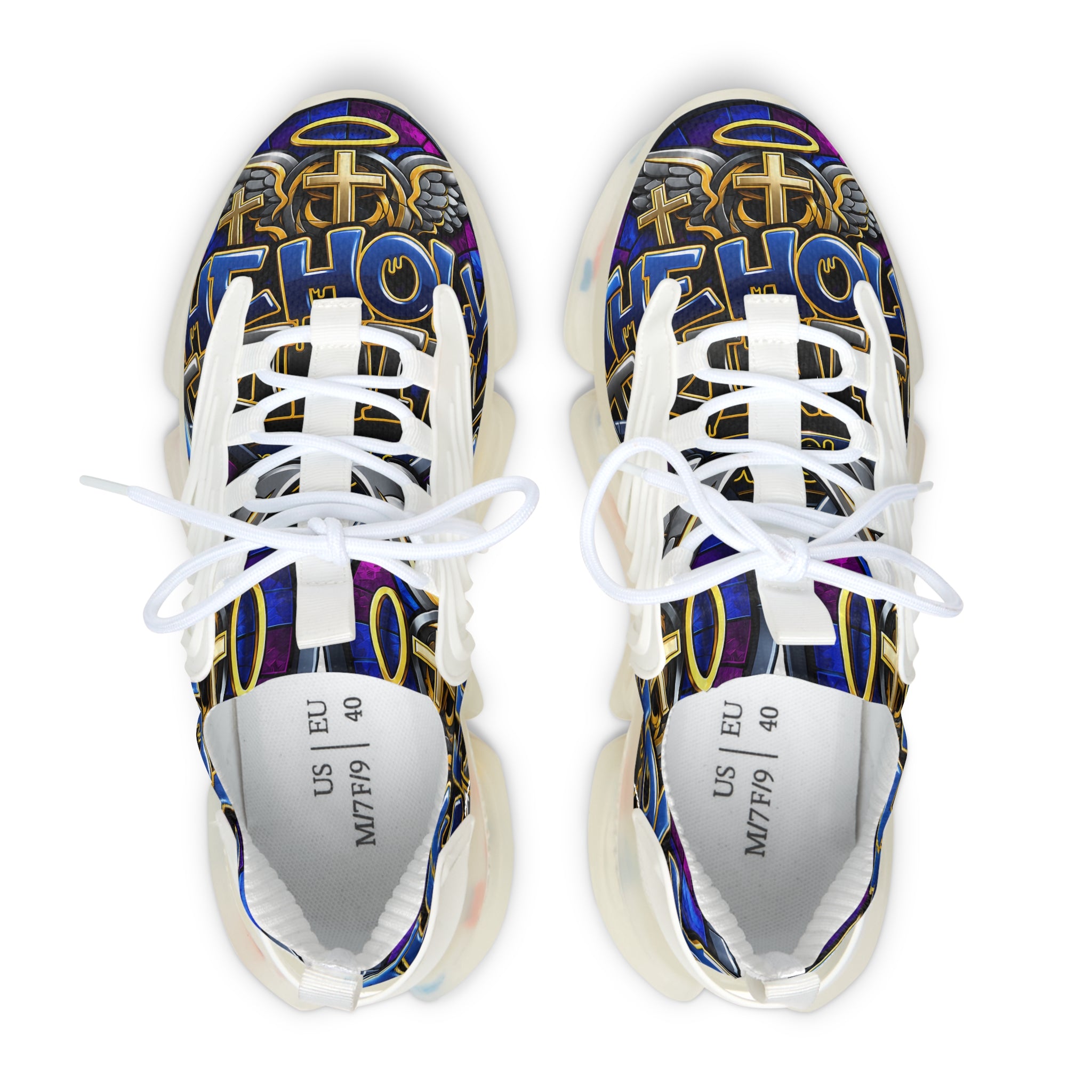 Mesh Sneakers — Bold Graffiti Halo Design for Women