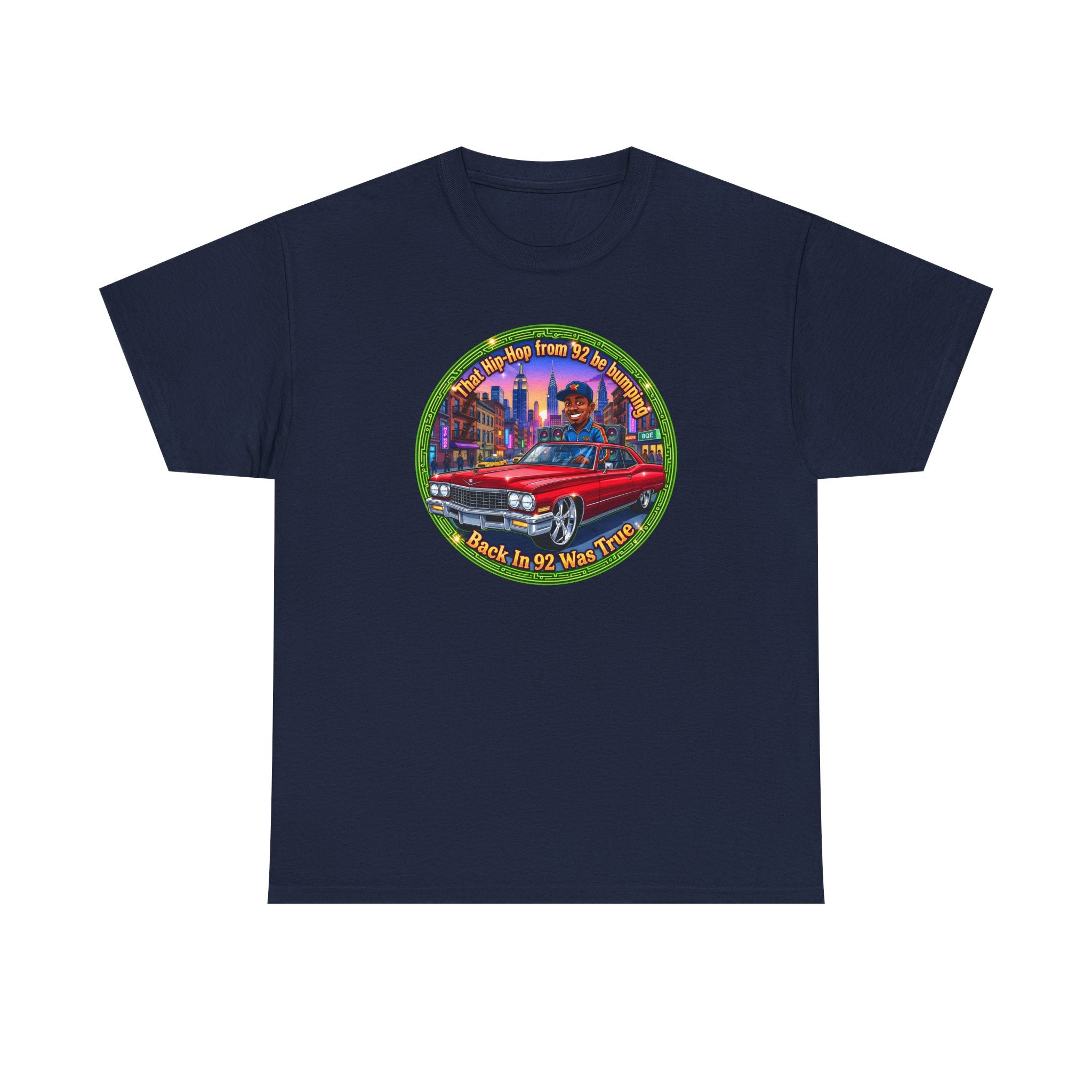 Vintage Red Convertible T-Shirt – “That Hip-hop From 92 Be Bumping" Retro City Cruise Tee