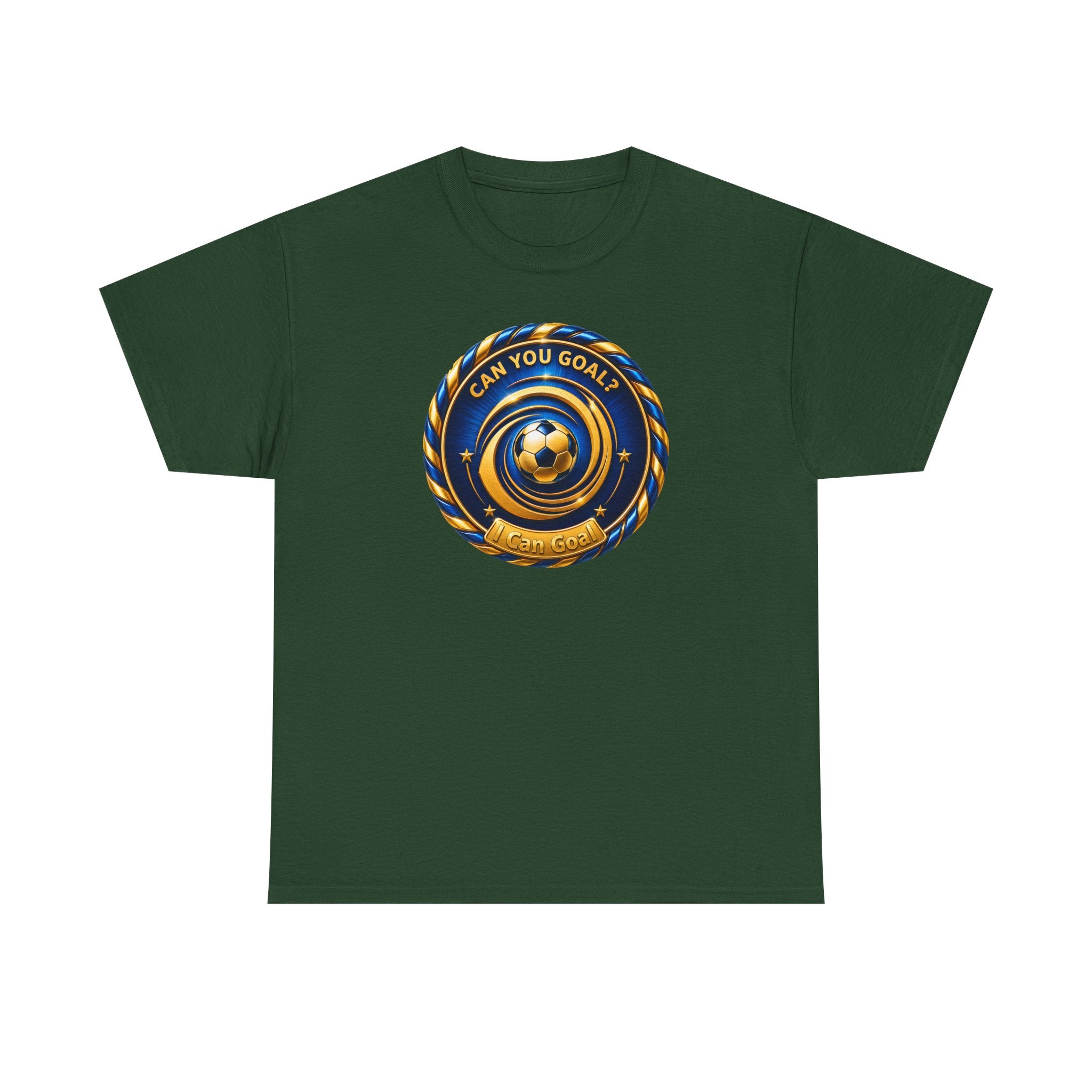 Soccer Badge Tee — "Can You Goal?" Graphic Soccer Shirt
