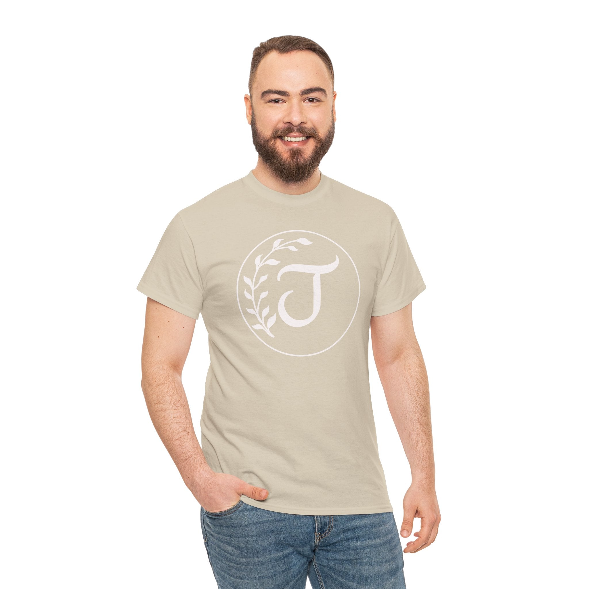 White Tee with Subtle "Floral J " Jesus Christ "— Minimalist Japanese Character T-Shirt