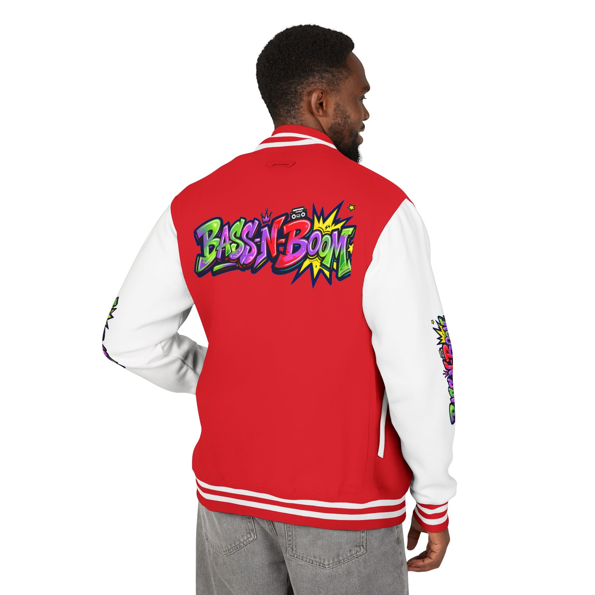 Letterman Jacket — 'Bass N Boom' Graffiti Bomber