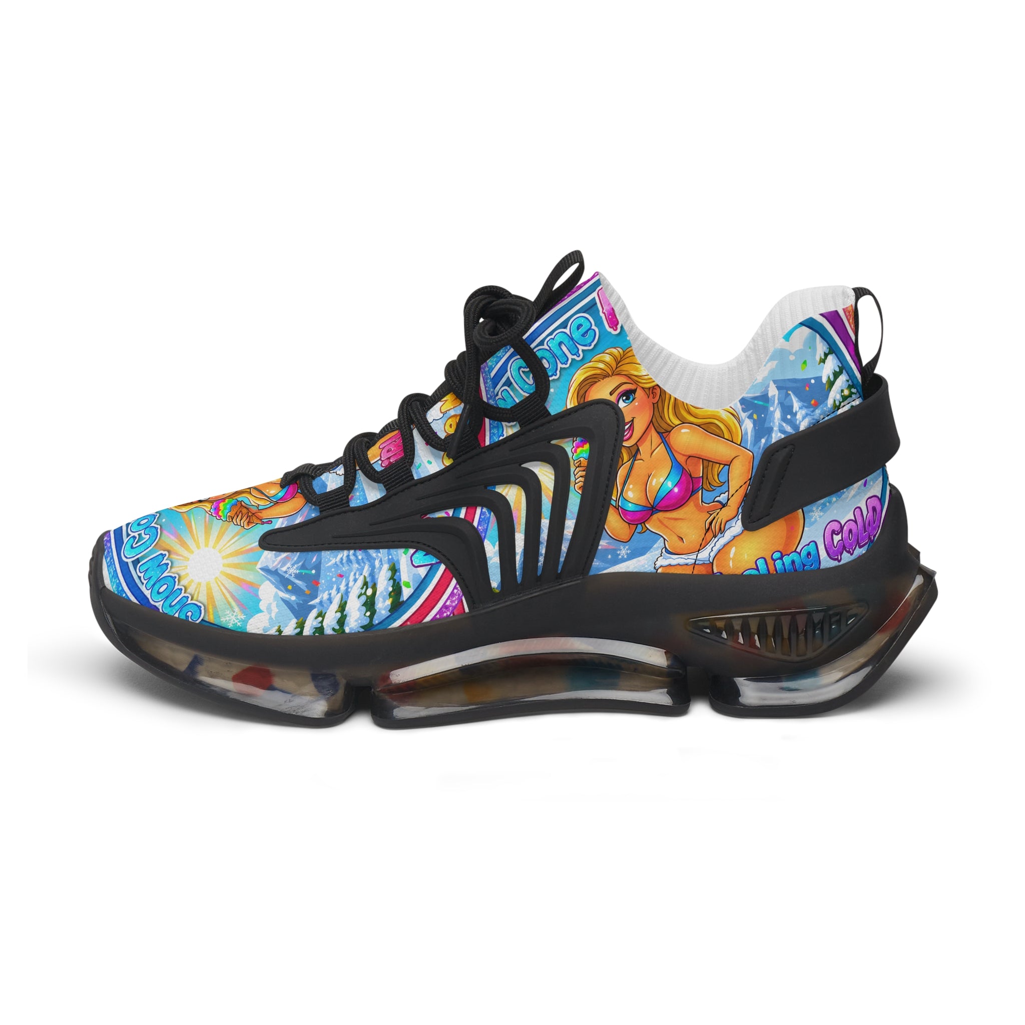 Women’s Mesh Sneakers — "Snow Cone Hot Girl "Colorful Mermaid Graphic Athletic Shoes