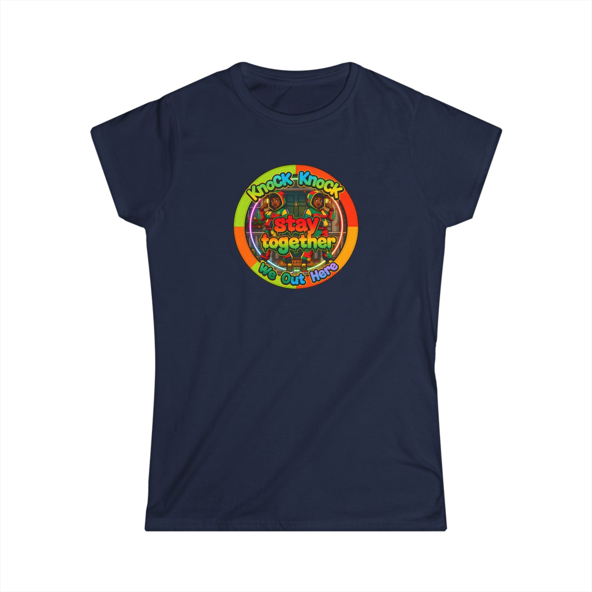 T‑Shirt — 'Knock Knock Stay Together' Retro Color Wheel Graphic Tee