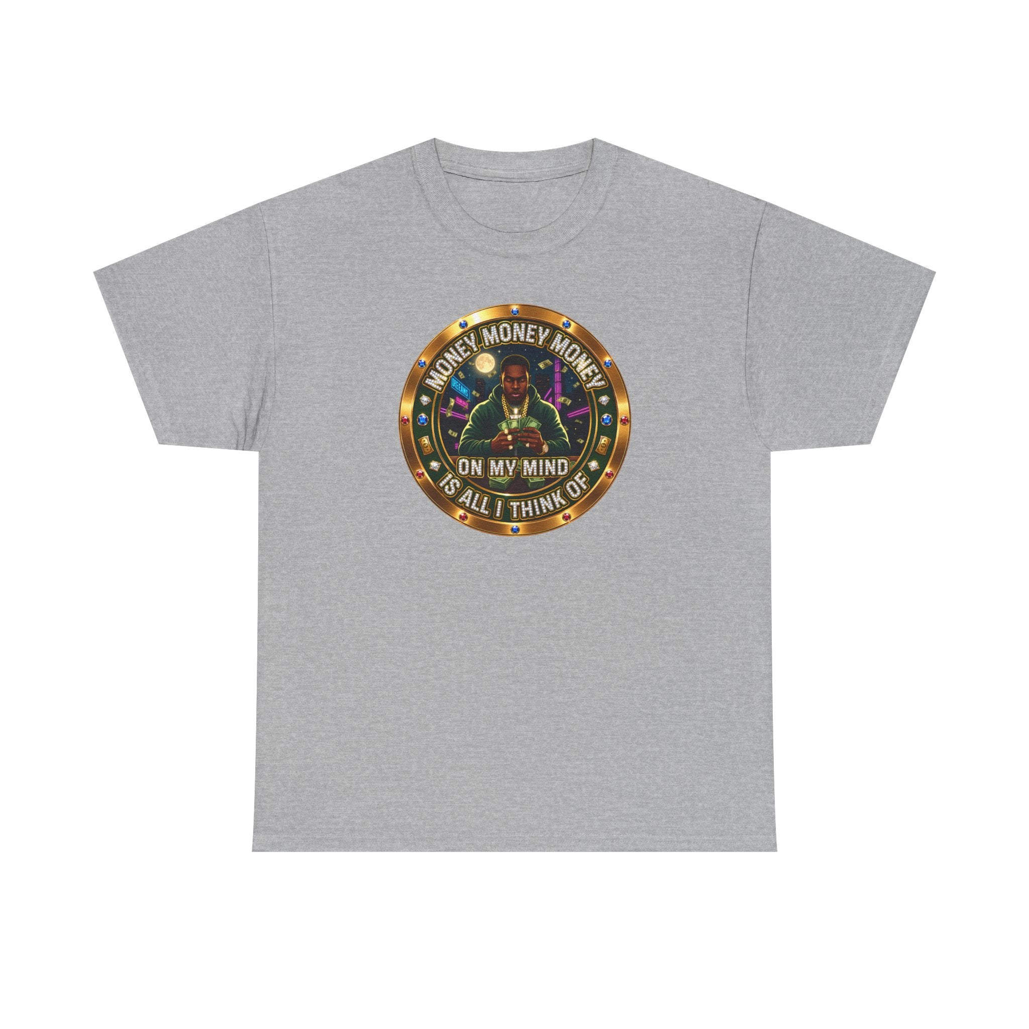 "Money On My Mind" Graphic Tee — Retro Casino Coin Design