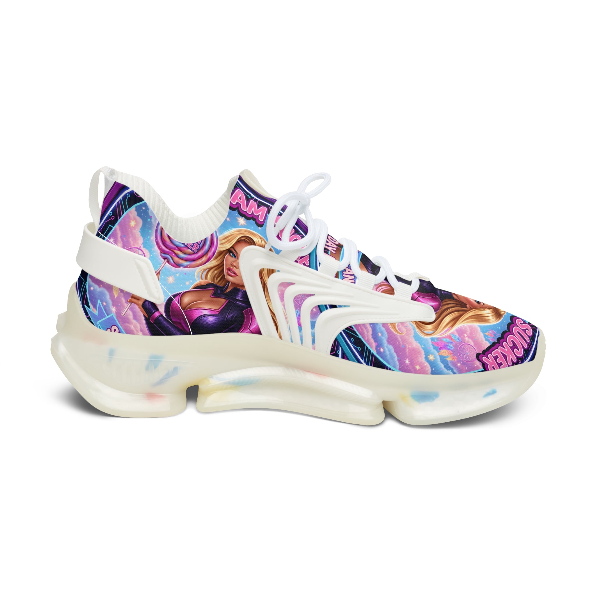 Women's Mesh Sneakers — Colorful Pop-Art 'A Dream Sucker' Graphic Athletic Shoes