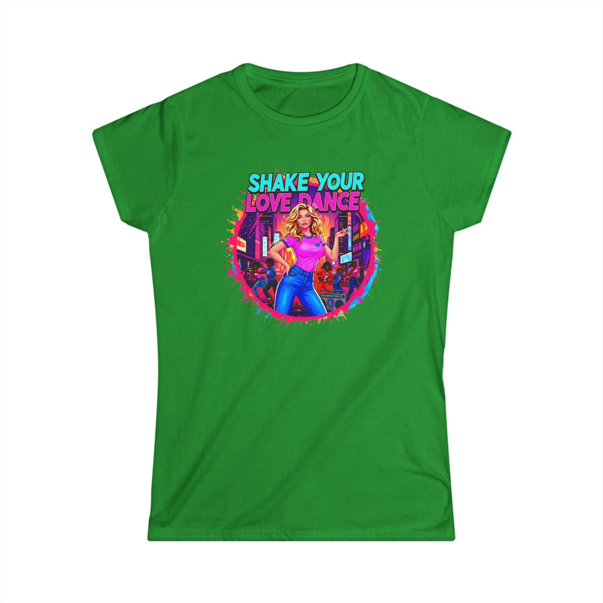 "Shake Your Love Dance" Women's T‑Shirt — Retro Dance Girl Graphic Tee