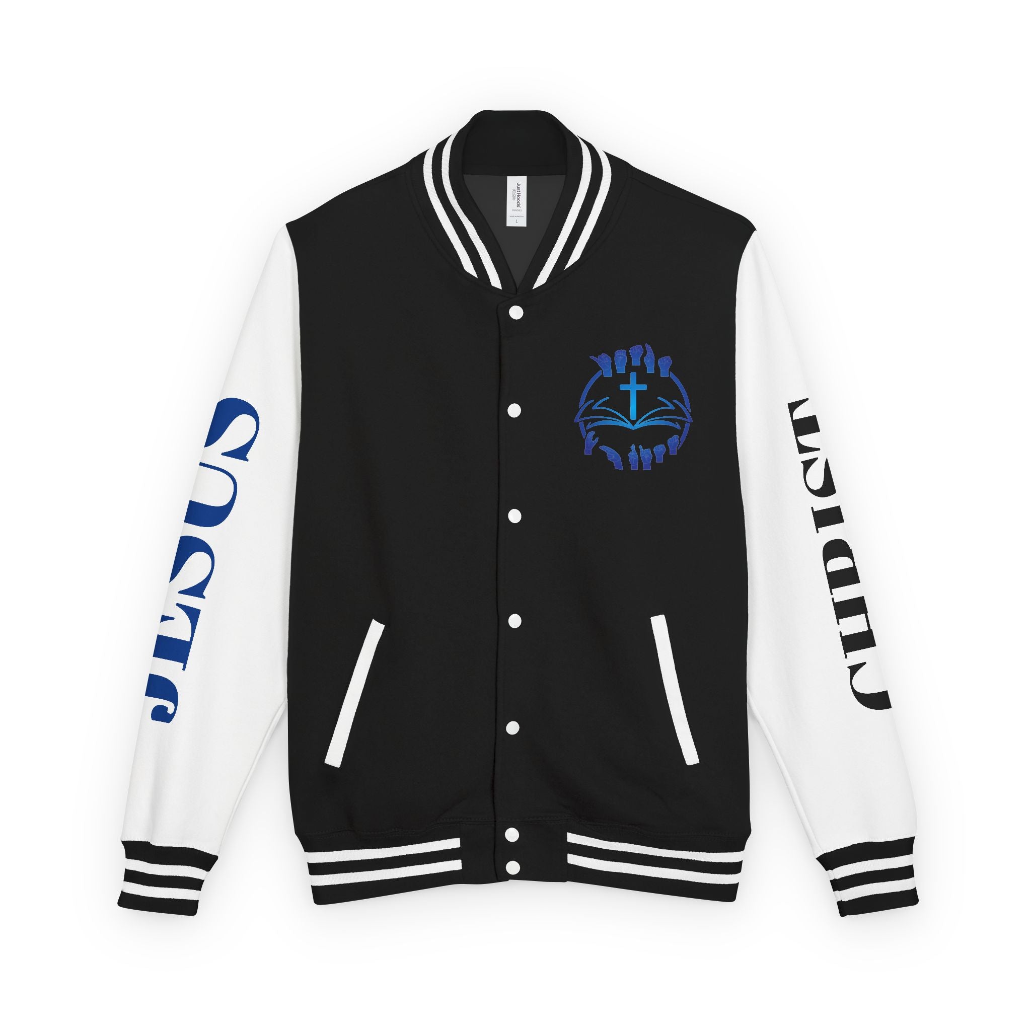 Christian Cross Letterman Jacket — Faith Crewneck Varsity Jacket
