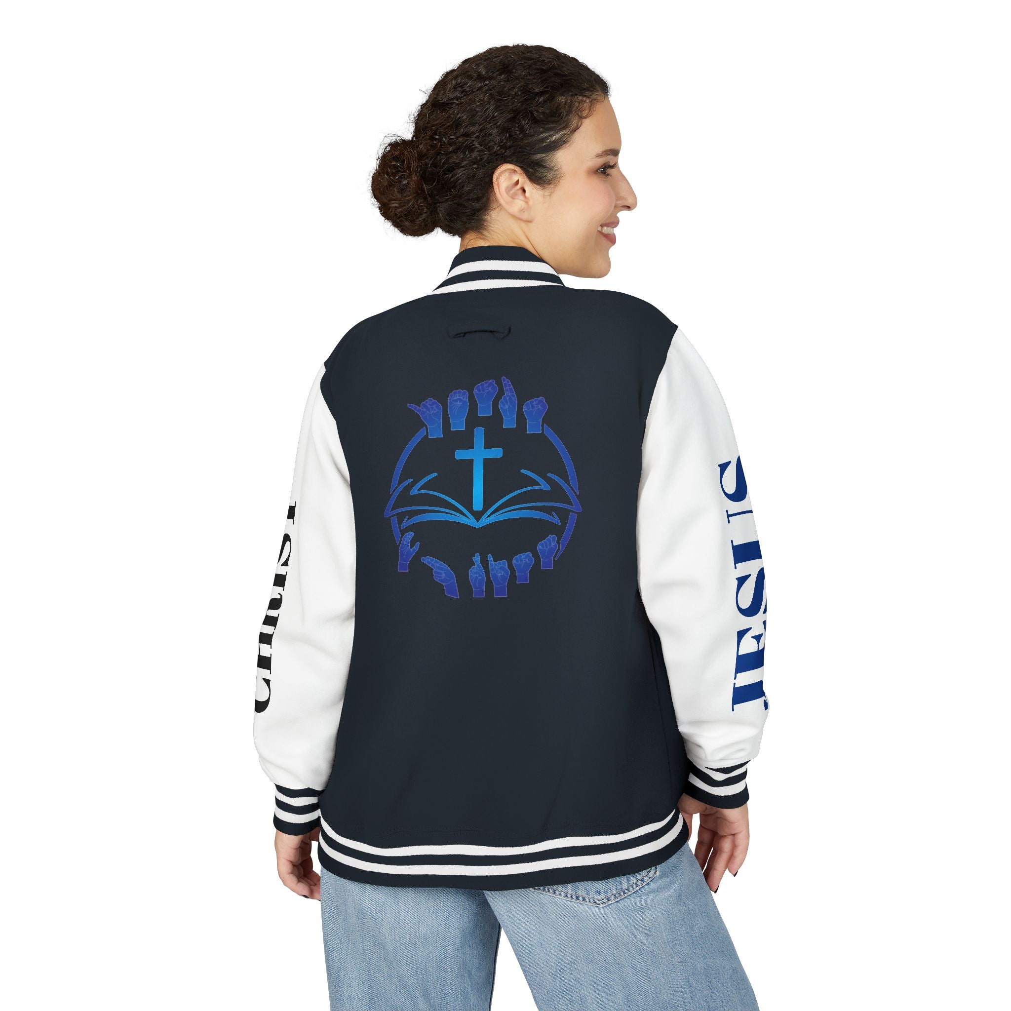 Christian Cross Letterman Jacket — Faith Crewneck Varsity Jacket