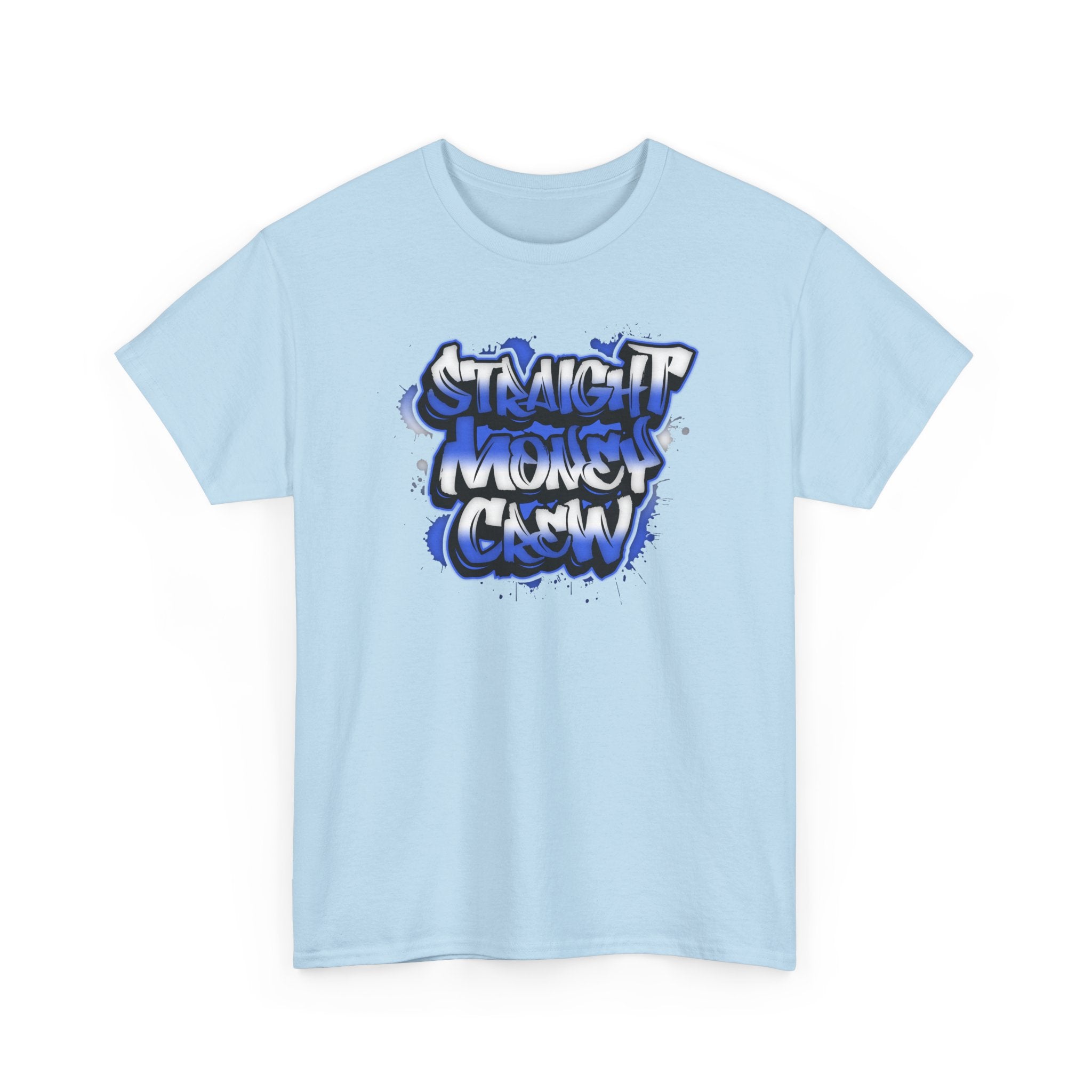 T-Shirt — "Stackin' Money Crew" Blue Graffiti Graphic Tee