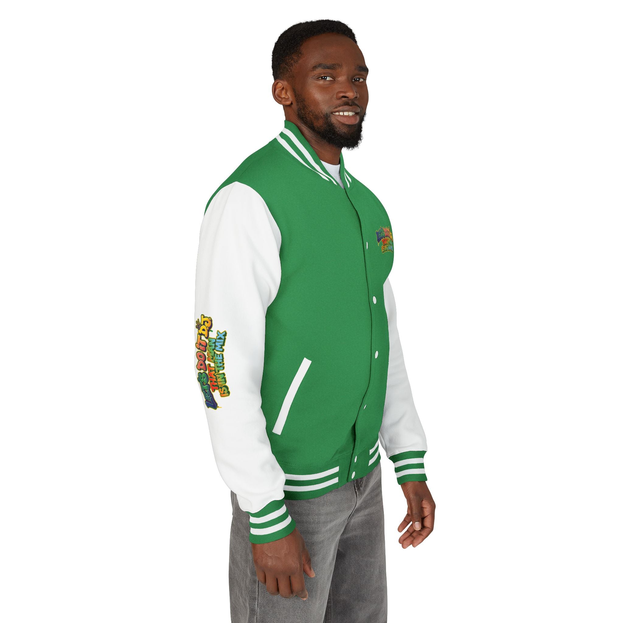 Letterman Jacket — 'Let's Do It' DJ Graphic Varsity Jacket