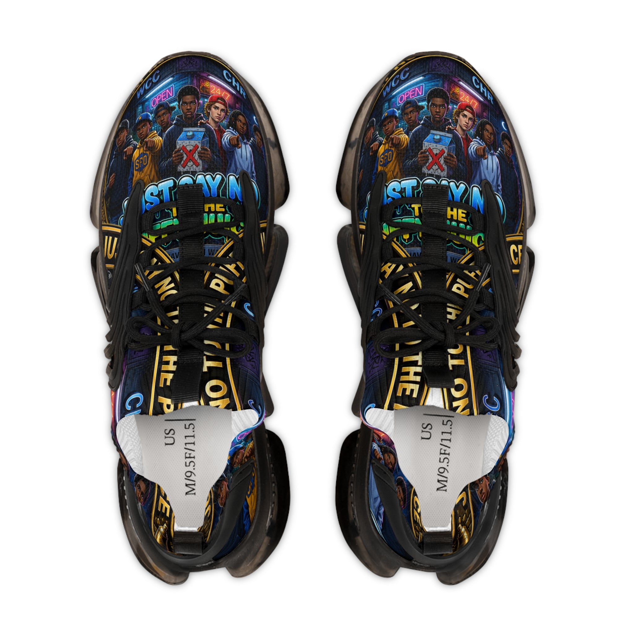 Mesh Sneakers — "Just Say No To The Puffy Juice"" Graphic Runner