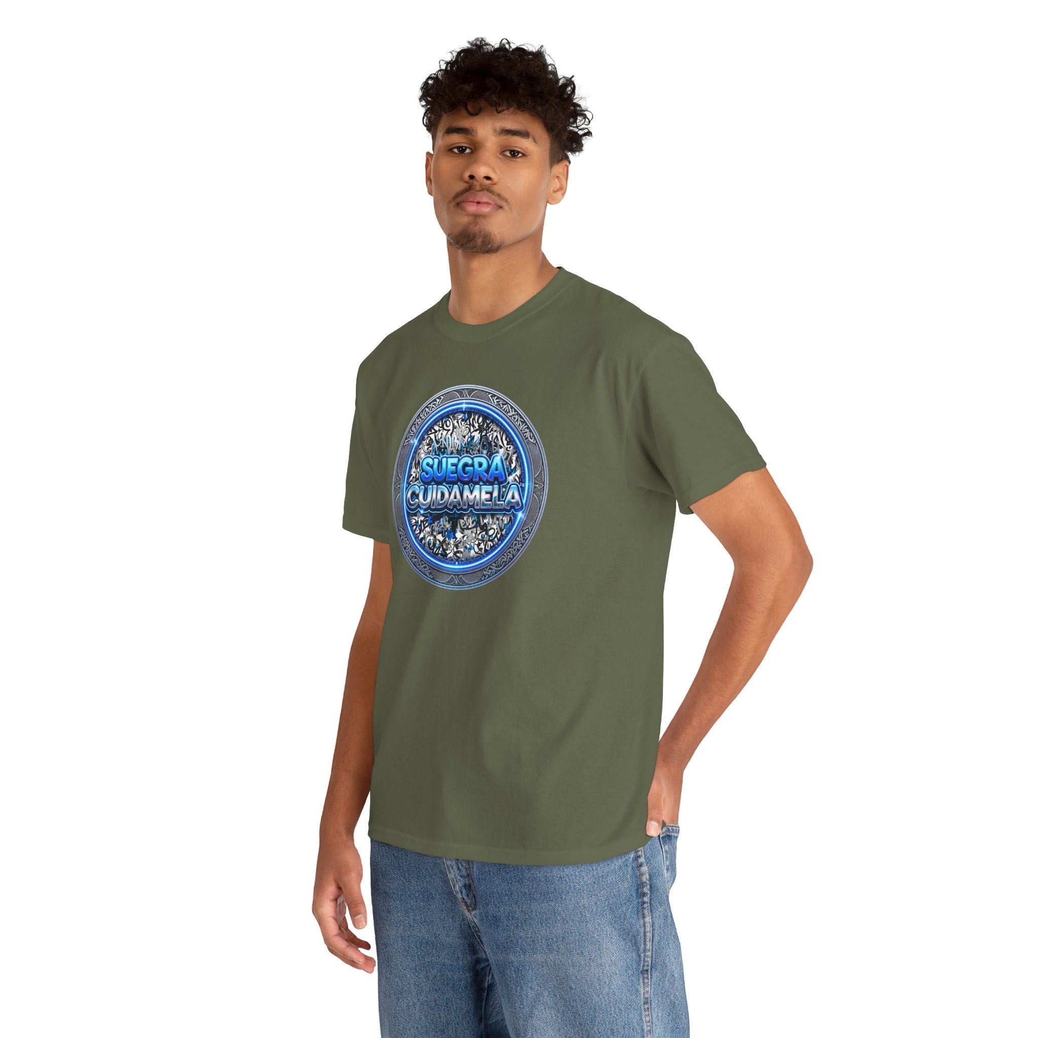 T-Shirt — Suegra Cuídame (Blue Floral Emblem)