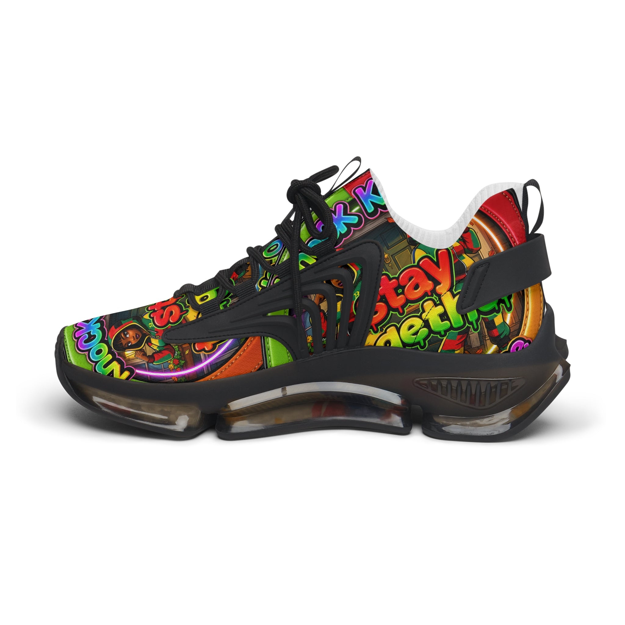Women's Mesh Sneakers — Colorful Retro 'Stay Together' Graphic Athletic Shoes