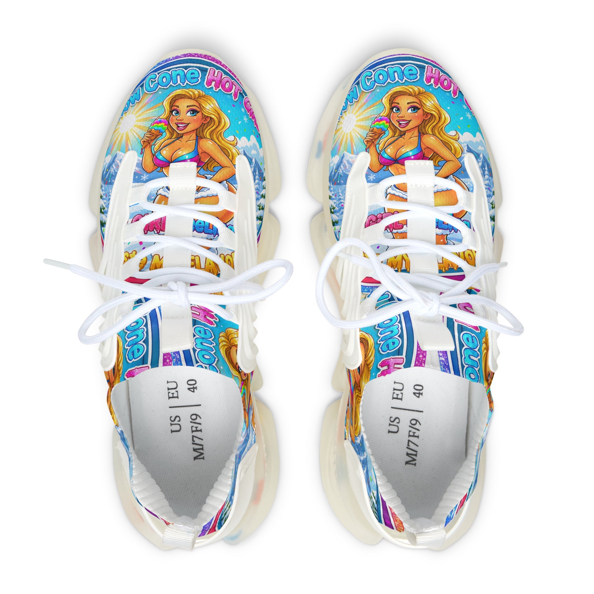 Women’s Mesh Sneakers — "Snow Cone Hot Girl "Colorful Mermaid Graphic Athletic Shoes