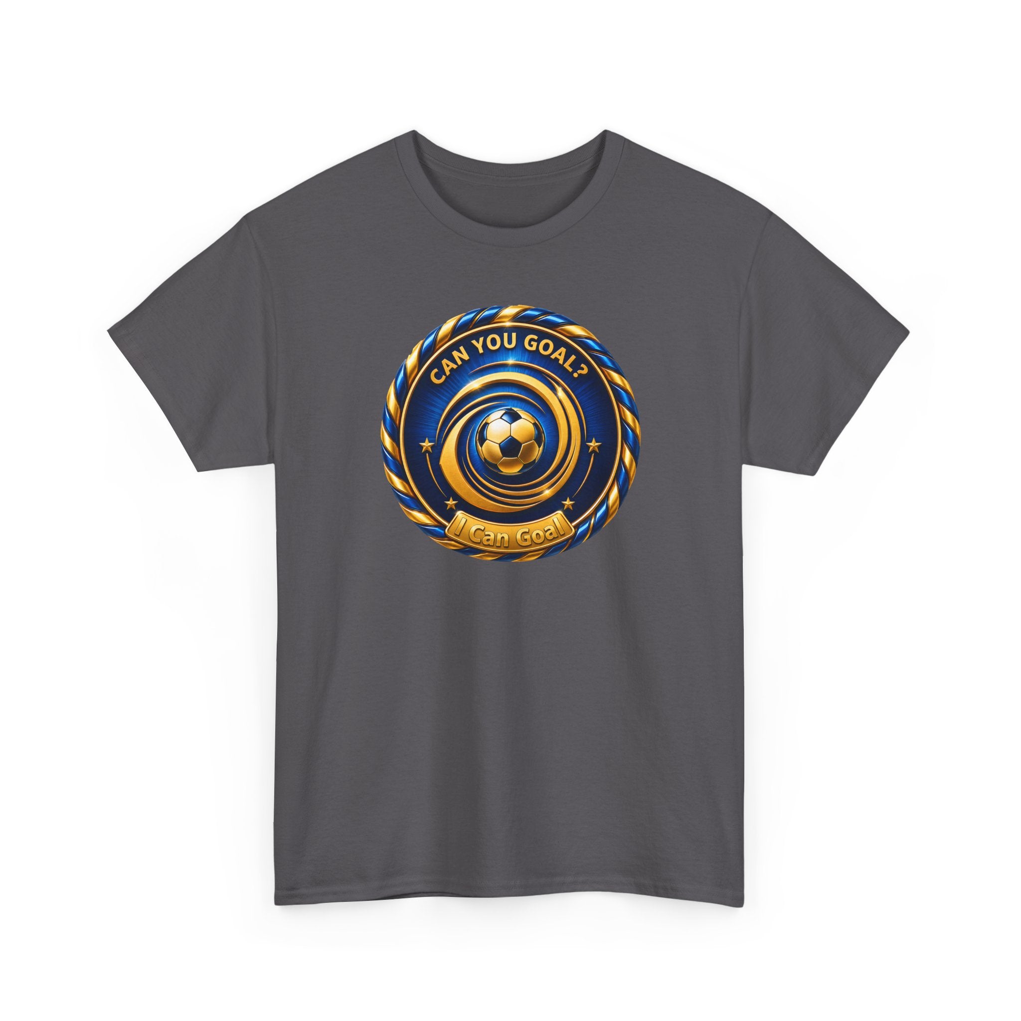 Soccer Badge Tee — "Can You Goal?" Graphic Soccer Shirt