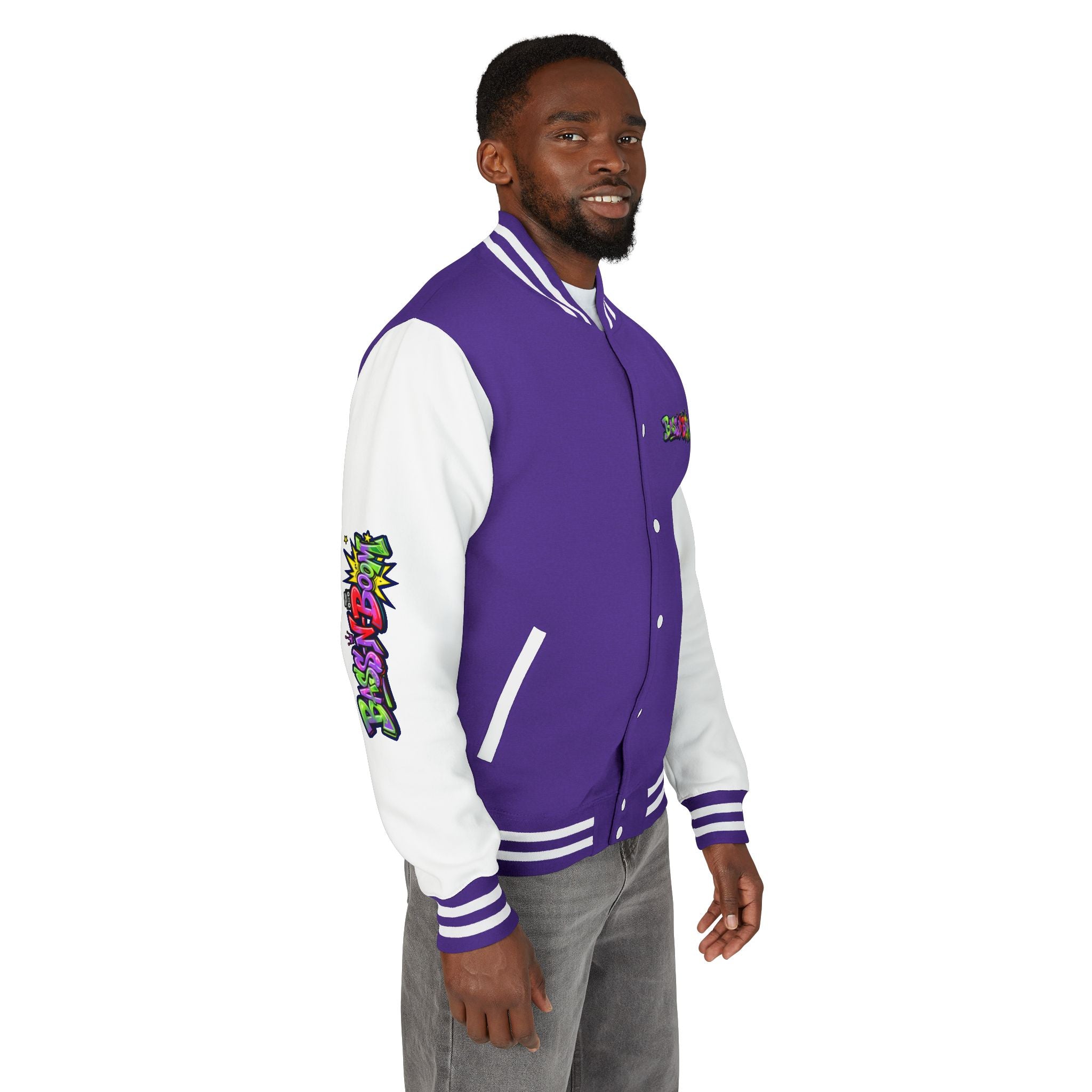 Letterman Jacket — 'Bass N Boom' Graffiti Bomber