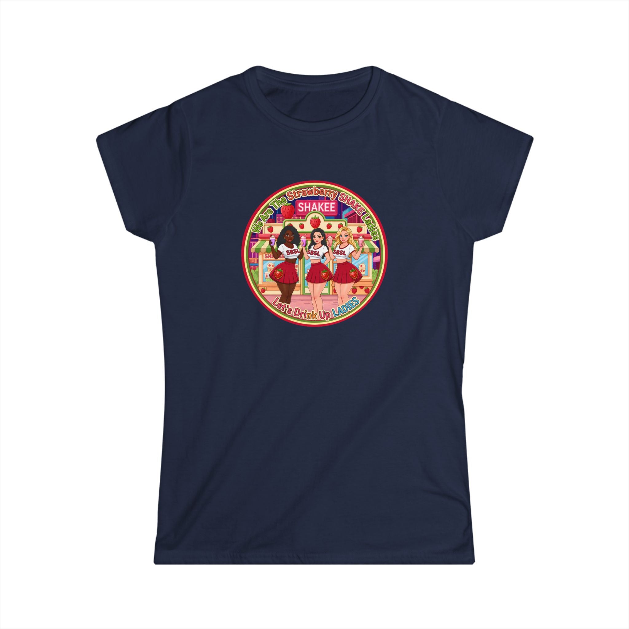 Retro Girl Group Tee — "We Are The Strawberry Shake Ladies" Vintage K-Pop Style Graphic Shirt
