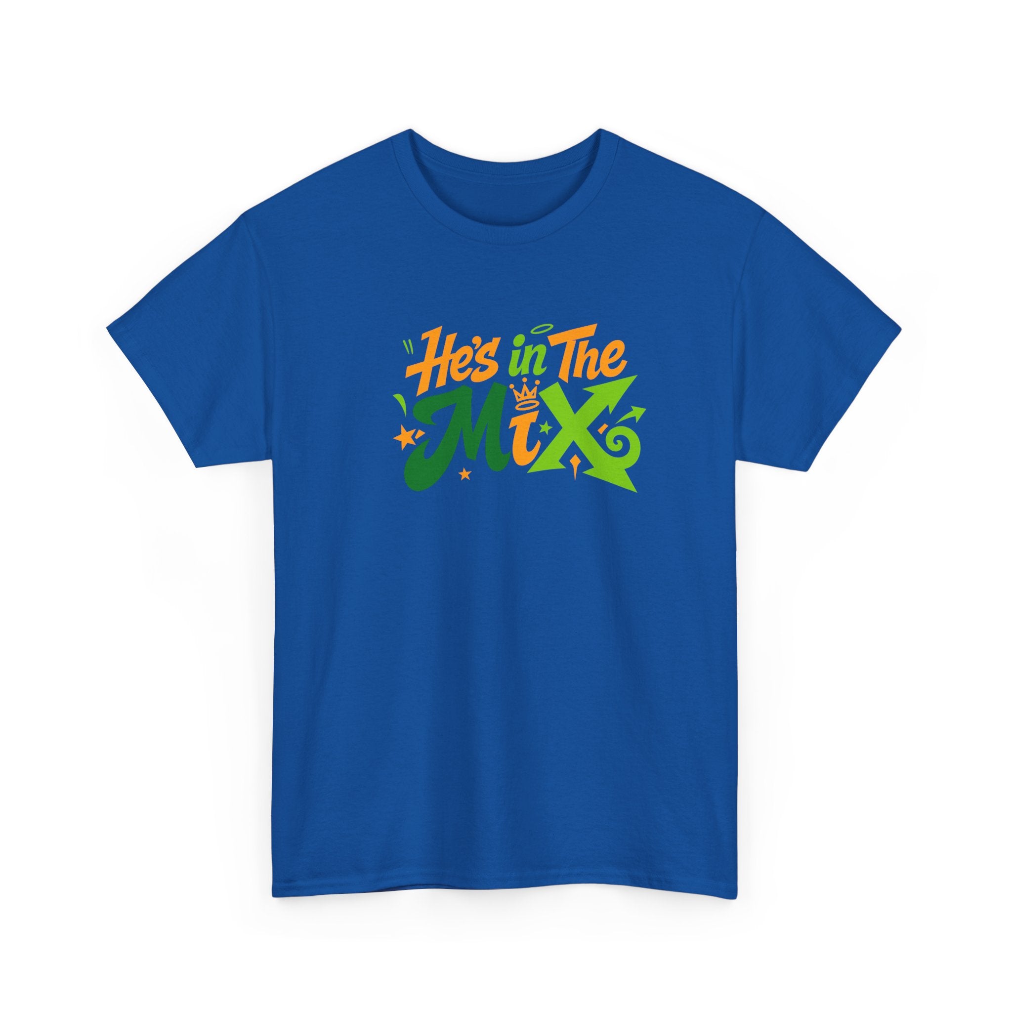"He's in the Mix" T-Shirt — Retro Green & Orange DJ/Music Tee