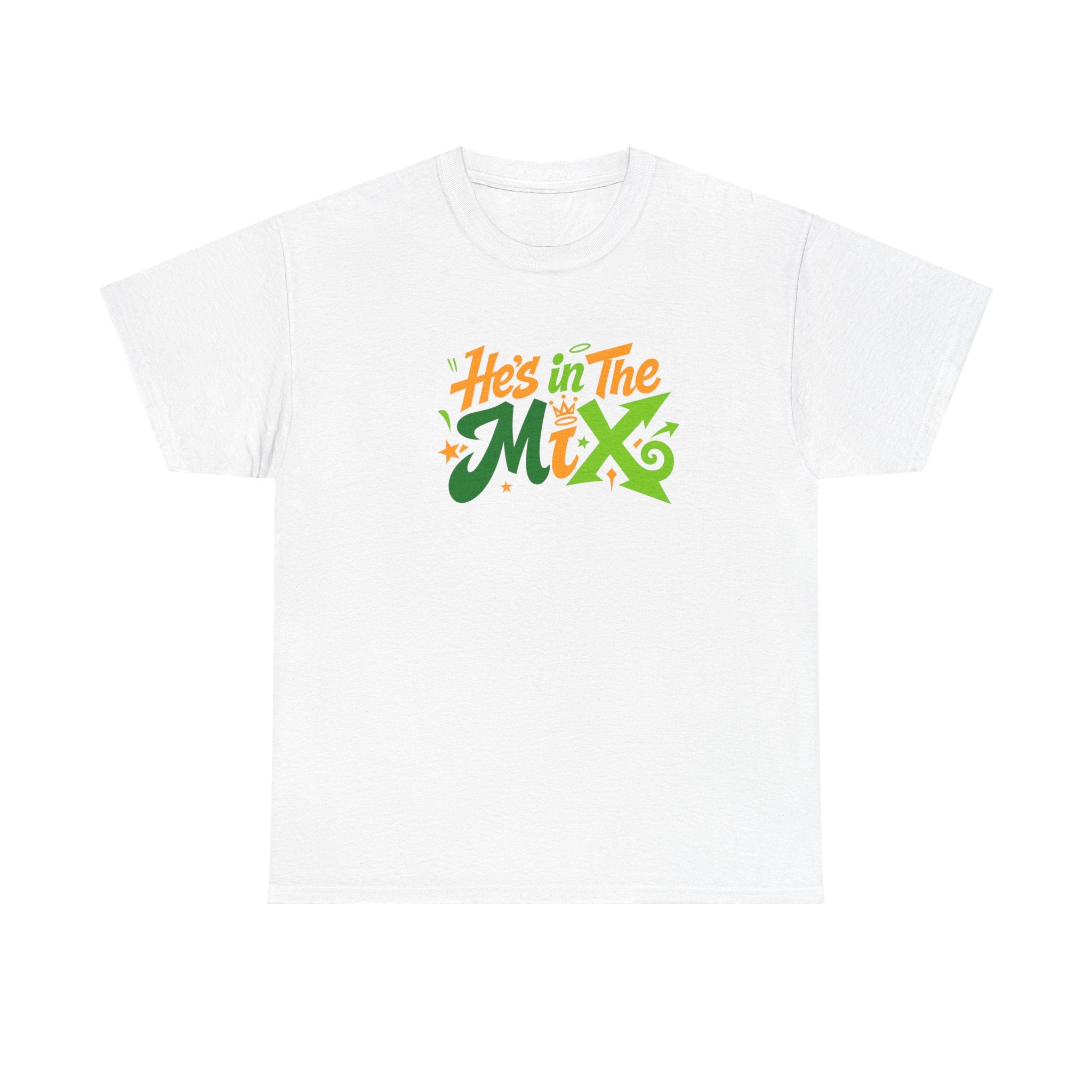 "He's in the Mix" T-Shirt — Retro Green & Orange DJ/Music Tee