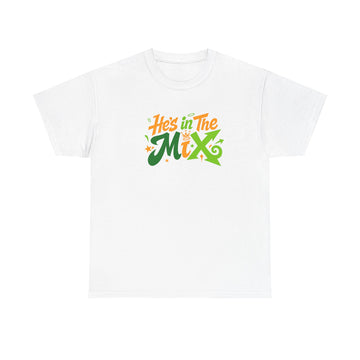 "He's in the Mix" T-Shirt — Retro Green & Orange DJ/Music Tee