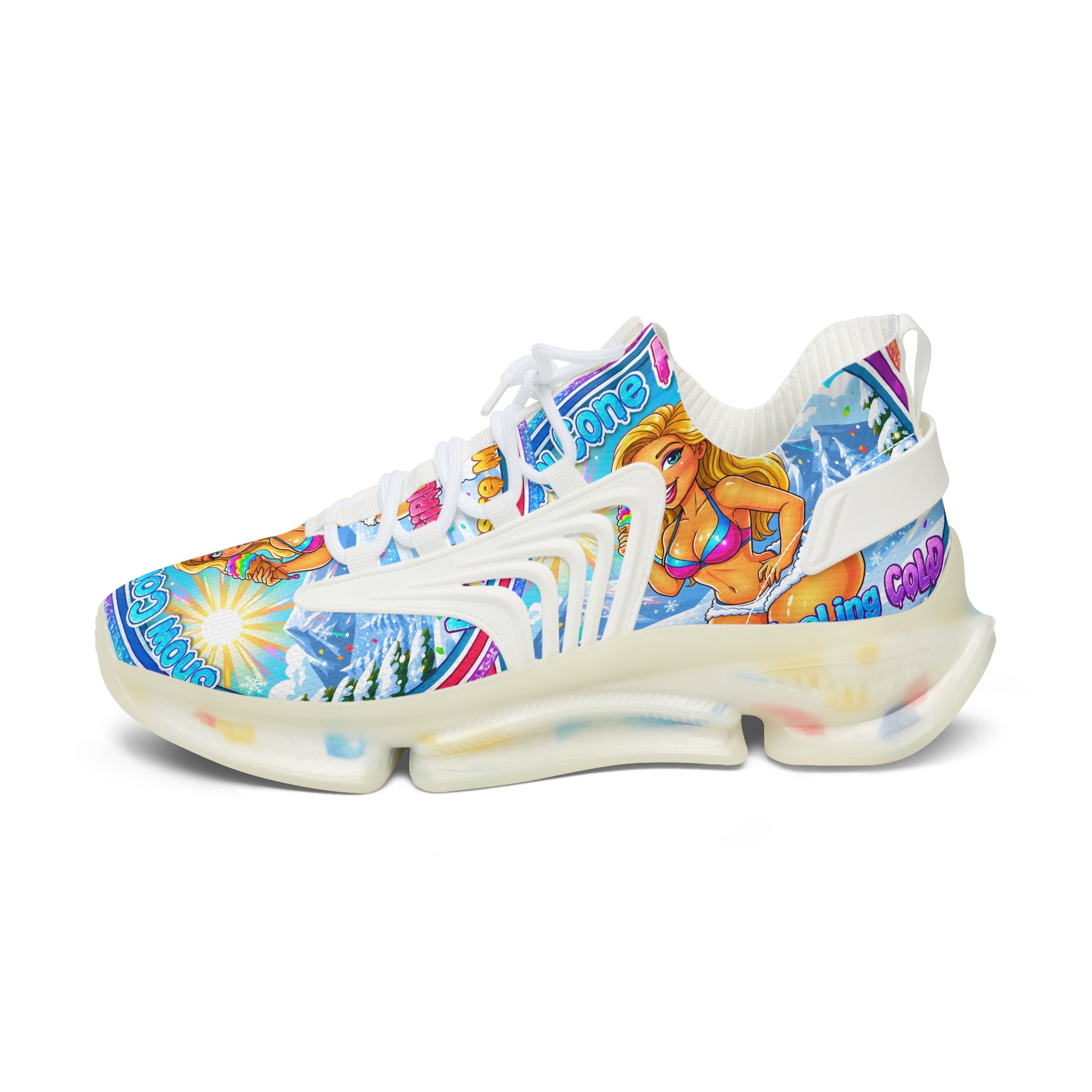 Women’s Mesh Sneakers — "Snow Cone Hot Girl "Colorful Mermaid Graphic Athletic Shoes