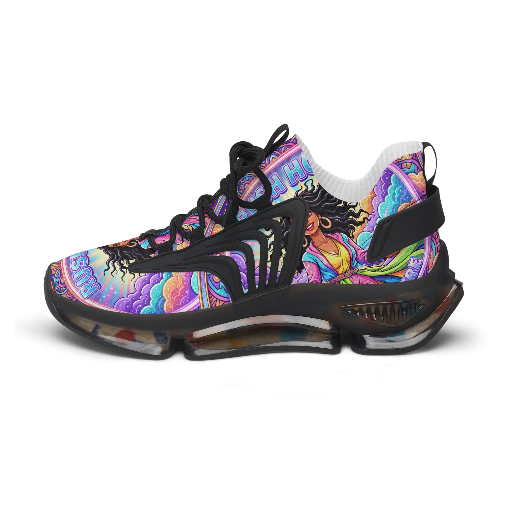 Women's Mesh Sneakers — Colorful Spiritual Goddess Graphic Athletic Shoes