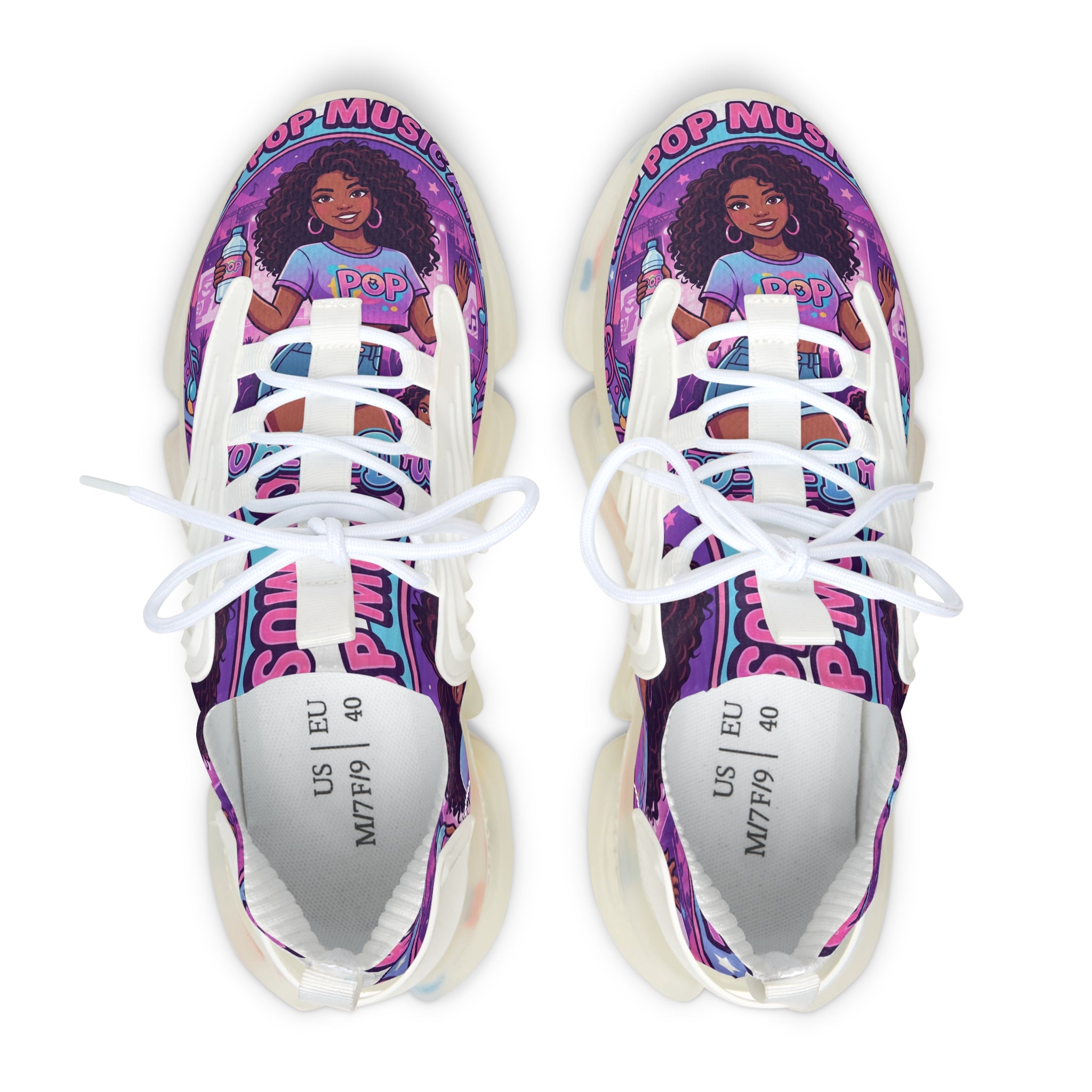 Women’s Mesh Sneakers —" Keep  Pop Music  Alive "Retro Pop Music Graphic Athletic Shoes