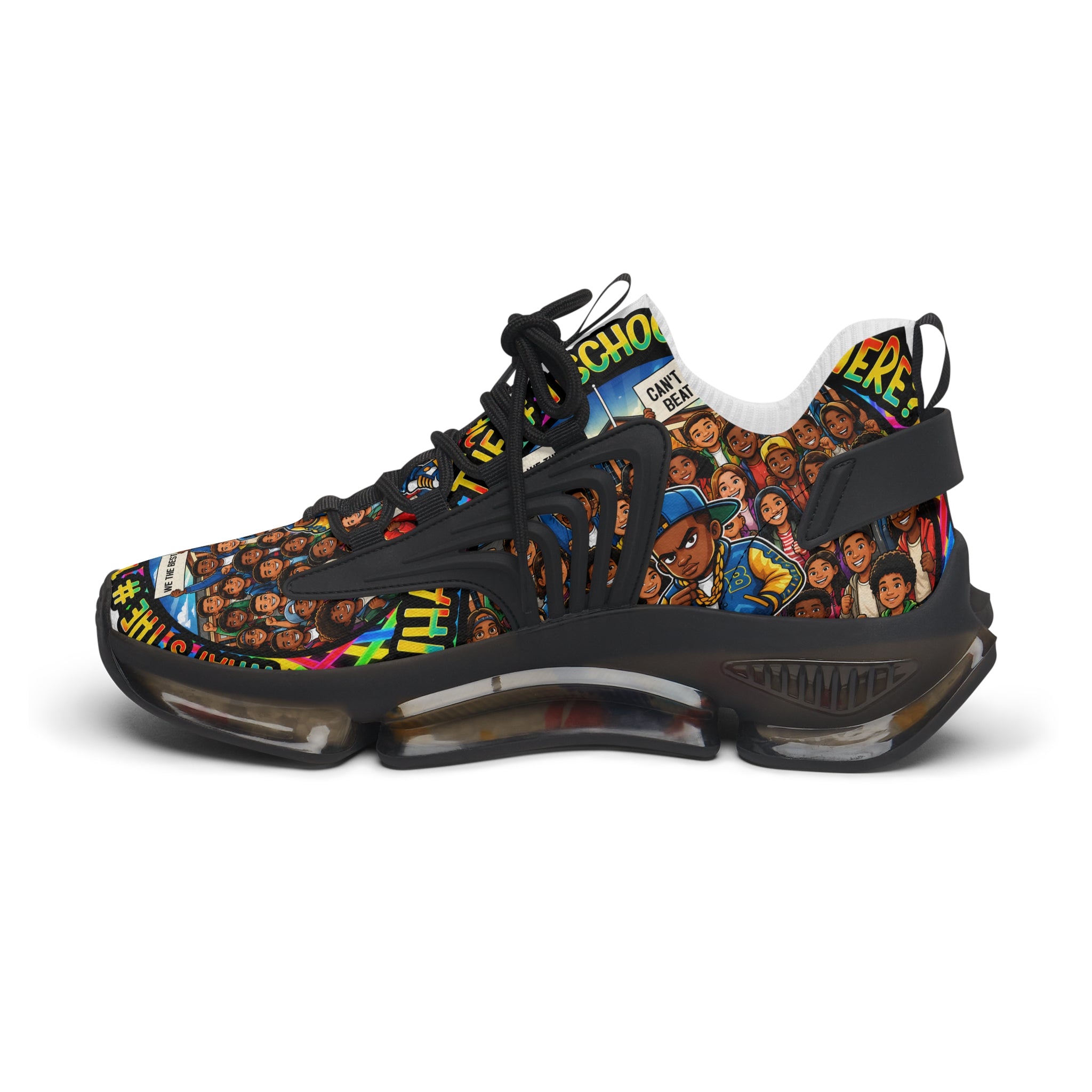 Mesh Sneakers — Colorful School Portrait Collage Women’s Sneakers