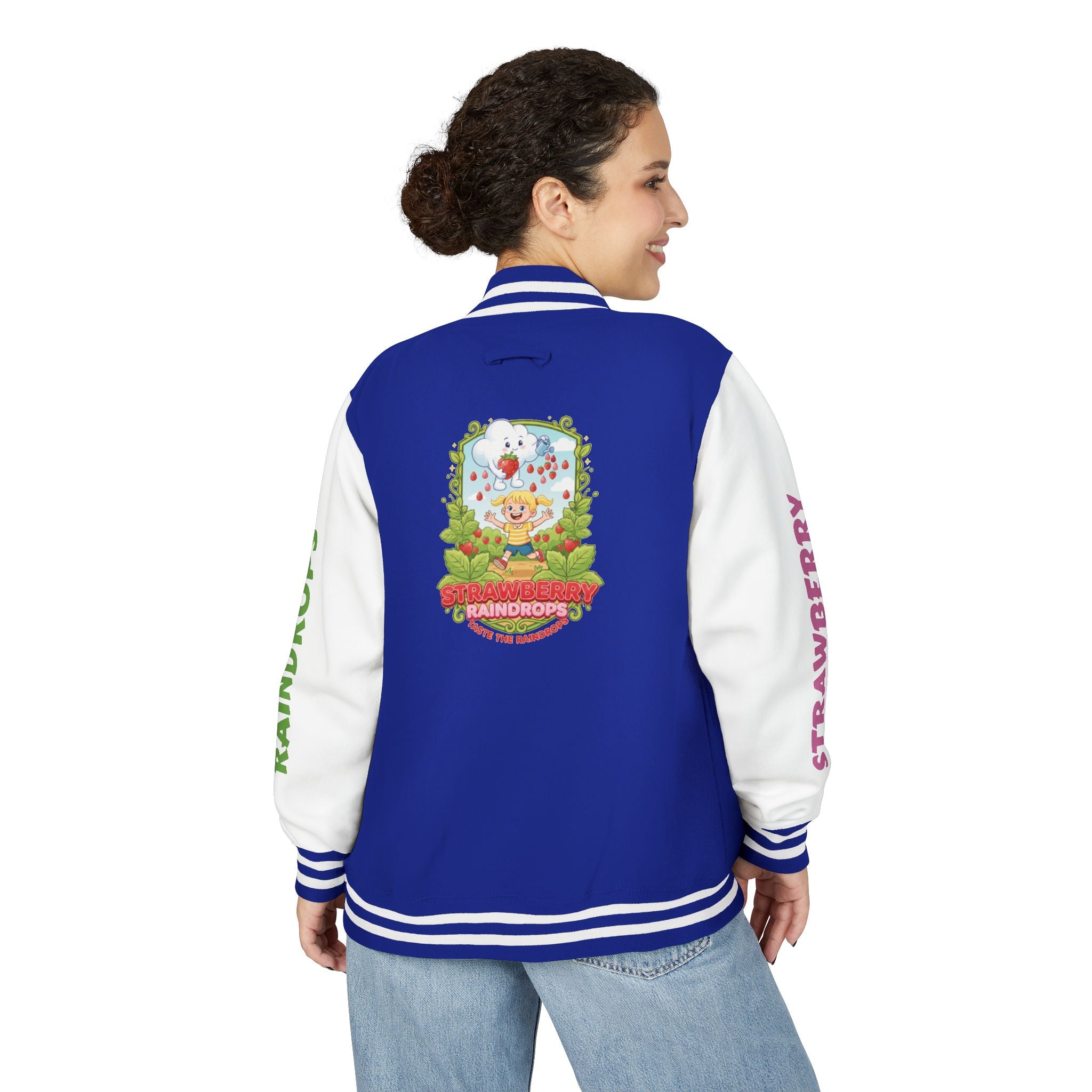 Letterman Jacket —"Strawberry Raindrops" Back Patch