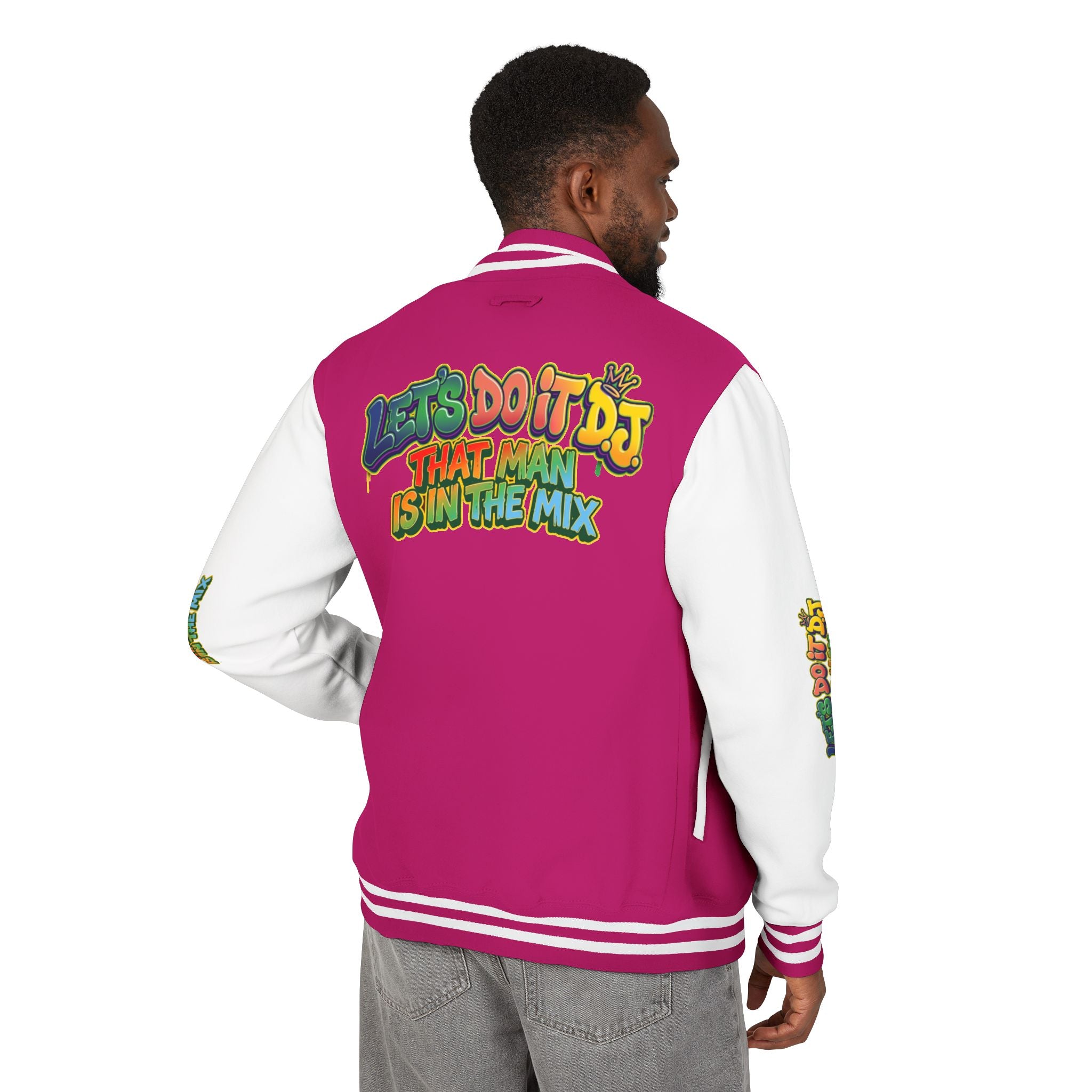 Letterman Jacket — 'Let's Do It' DJ Graphic Varsity Jacket