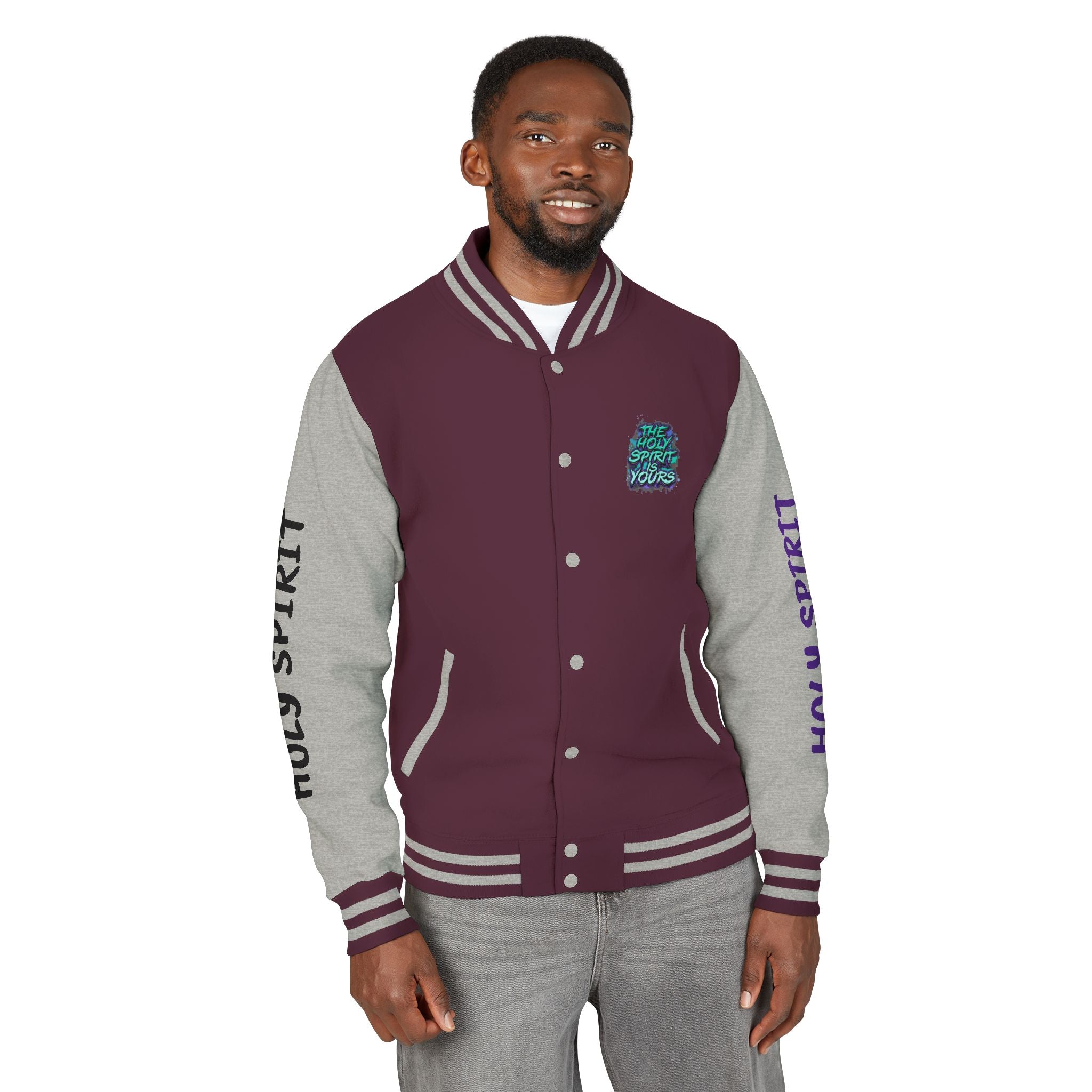 Letterman Jacket — "The Holy Spirit Is Yours" Graphic
