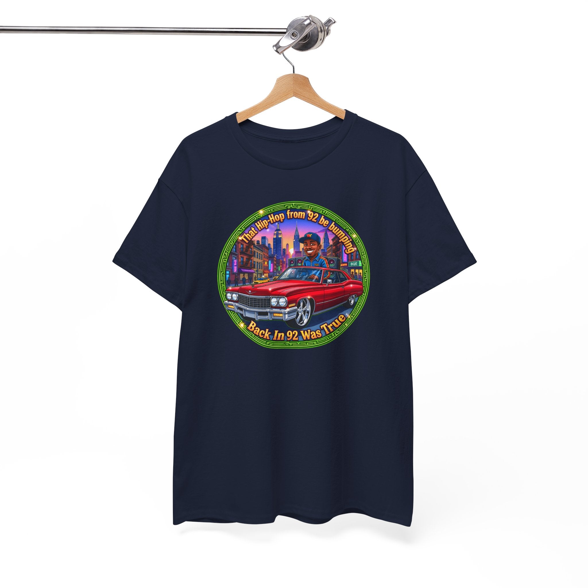 Vintage Red Convertible T-Shirt – “That Hip-hop From 92 Be Bumping" Retro City Cruise Tee